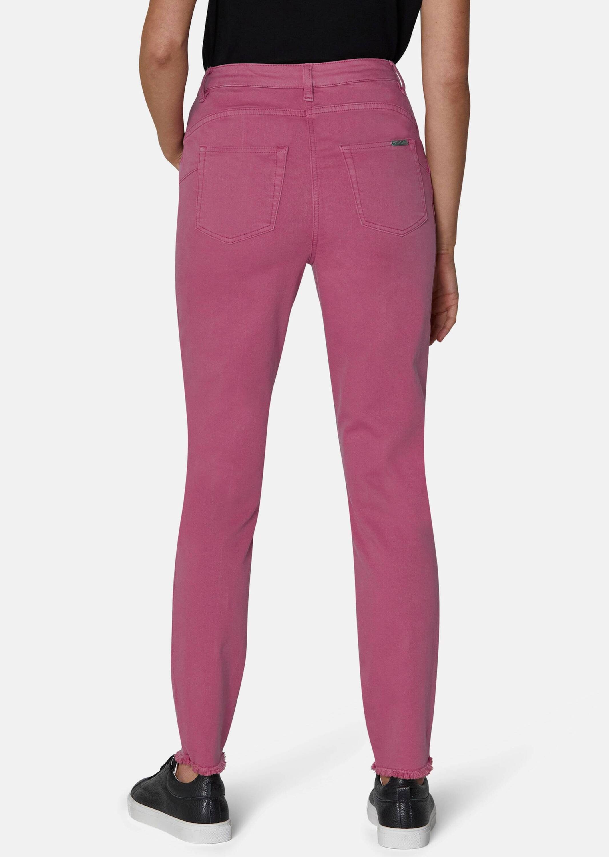 MADELEINE Gerade Jeans Mid Waist Skinny-Hose mit Fransen Fransenhose in schmale Silhouette, Five-Pocket-Stil