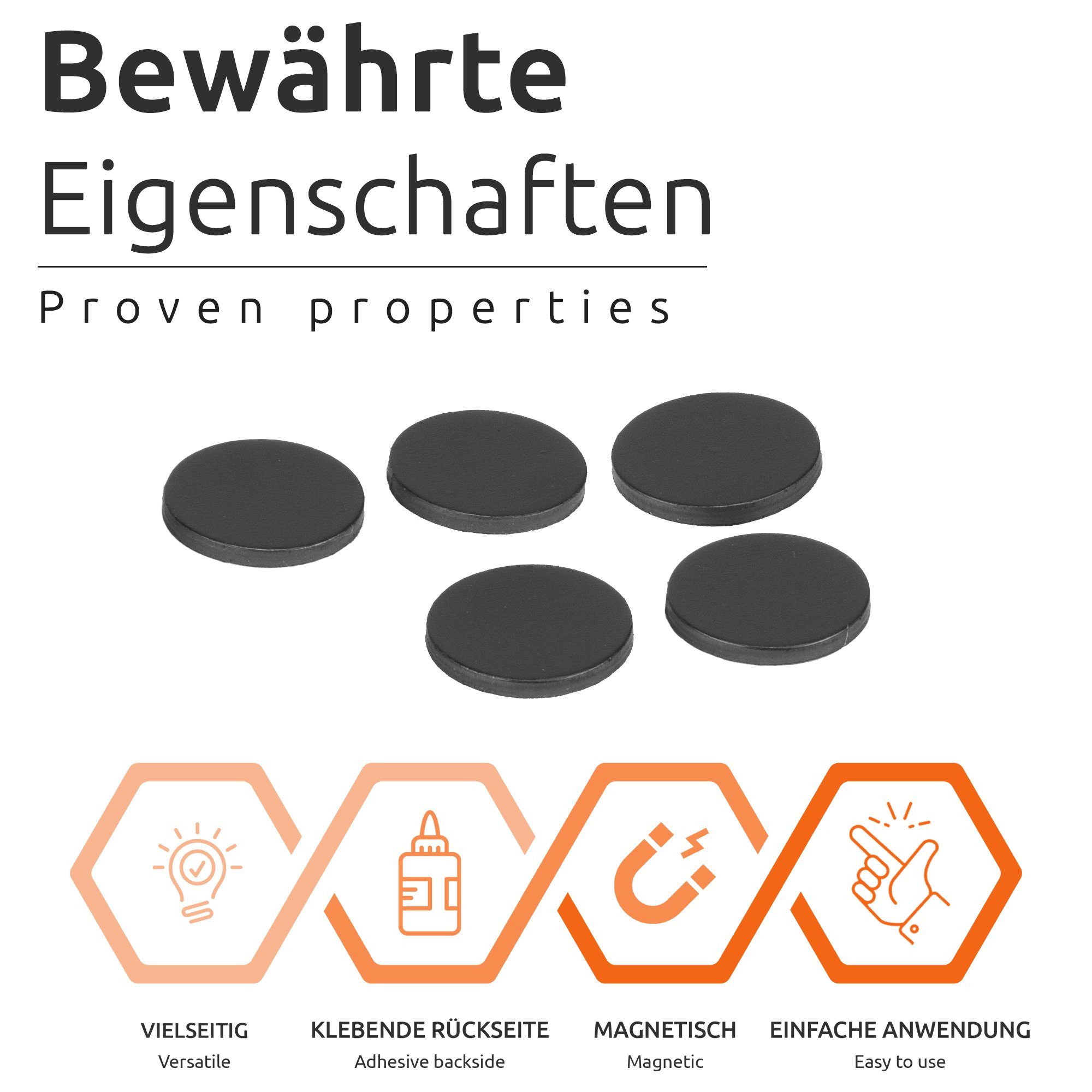 ECENCE Magnet 70x Magnet-Plättchen Ø18x2mm selbstklebend (70-St)