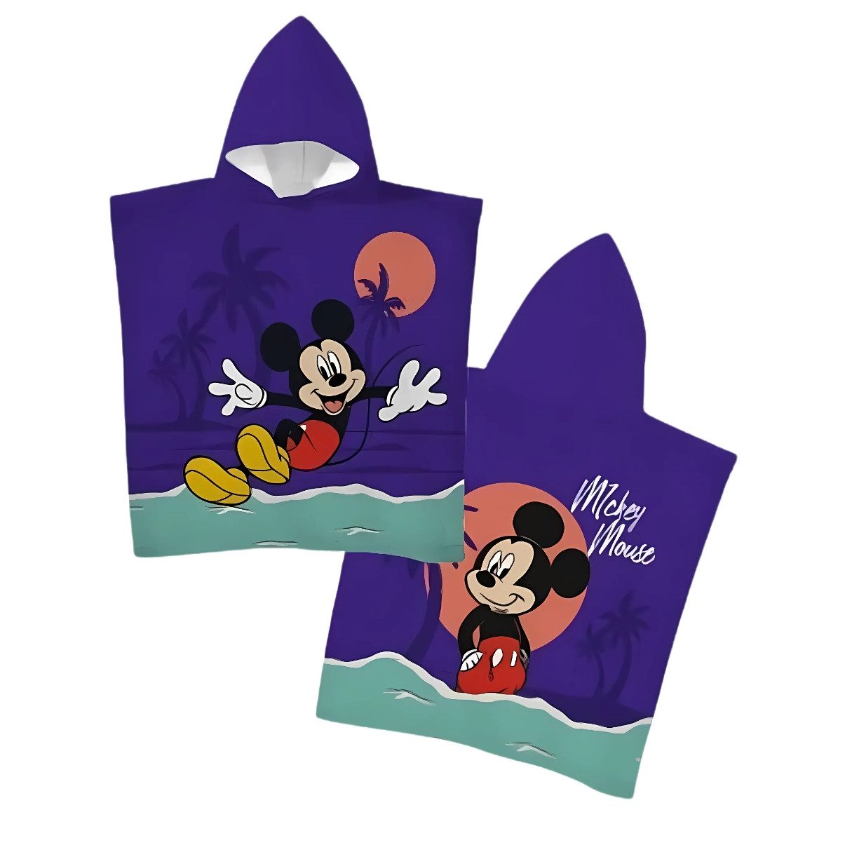 Disney Mickey Mouse Badeponcho Kinder Badeponcho mit Kapuze (1 Stück) aus Polyester 55 x 110 cm, Polyester