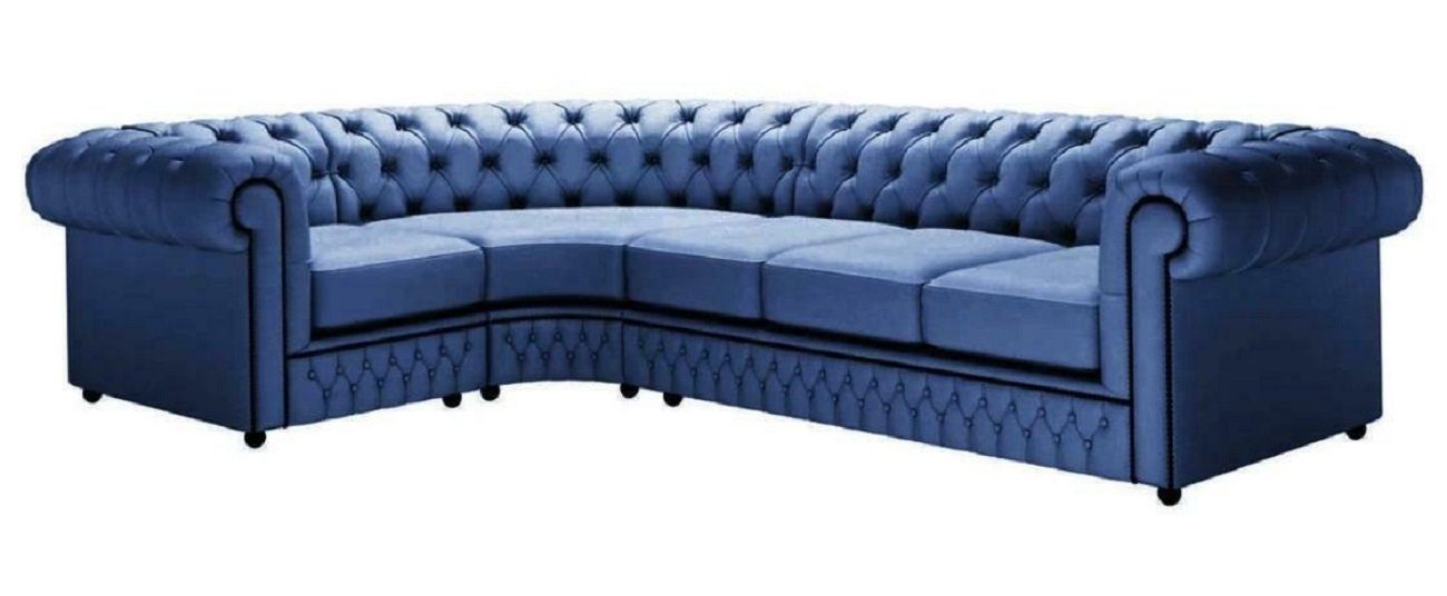 JVmoebel Ecksofa, Ecksofa Sofa Couch Polster Chesterfield Design Luxus Möbel mit Sessel Dunkelblau | Ecksofas