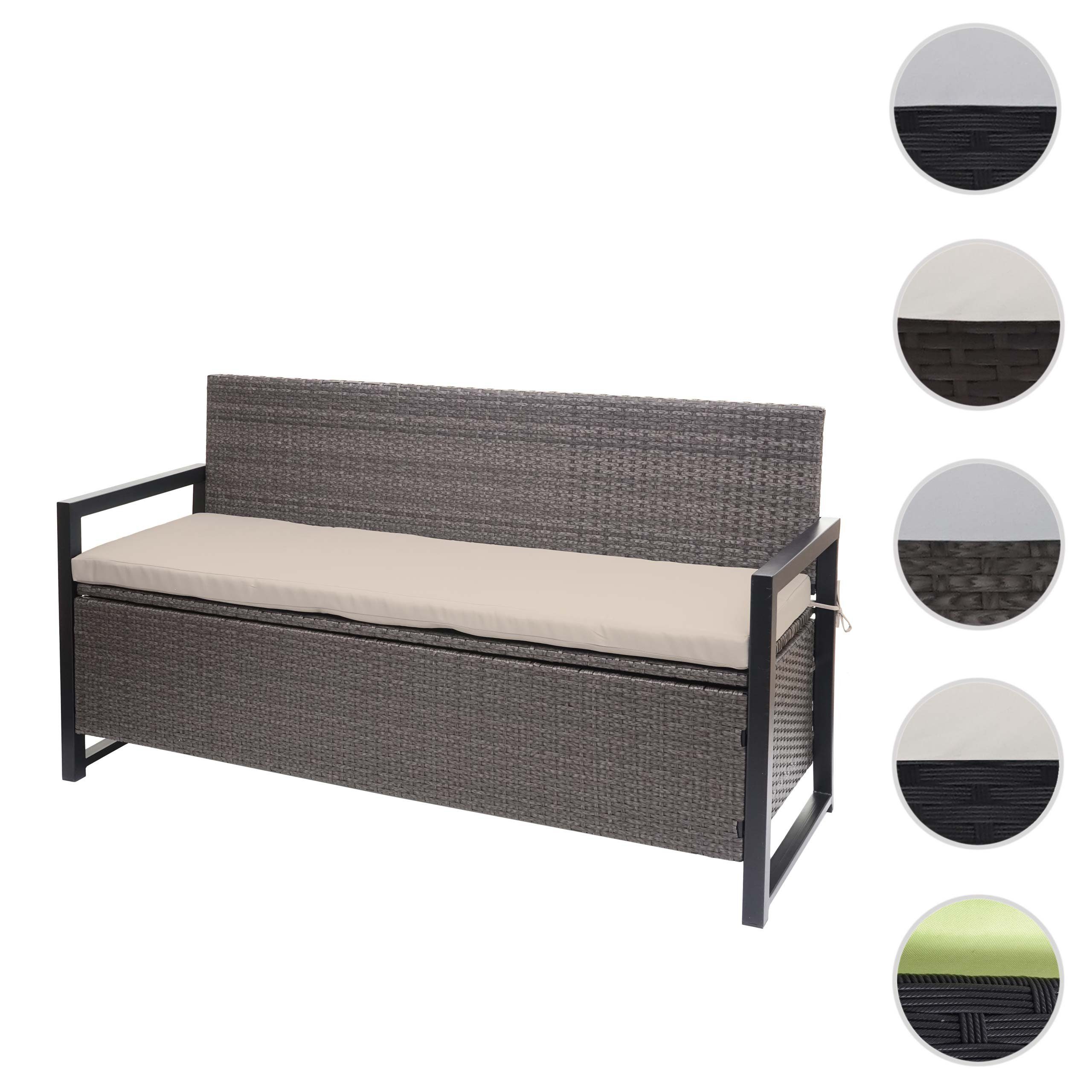 MCW Sitzbank MCW-F39-3, Staufach inkl. wasserabweisendem Bezug, Kissenbezug mit Reißverschluss