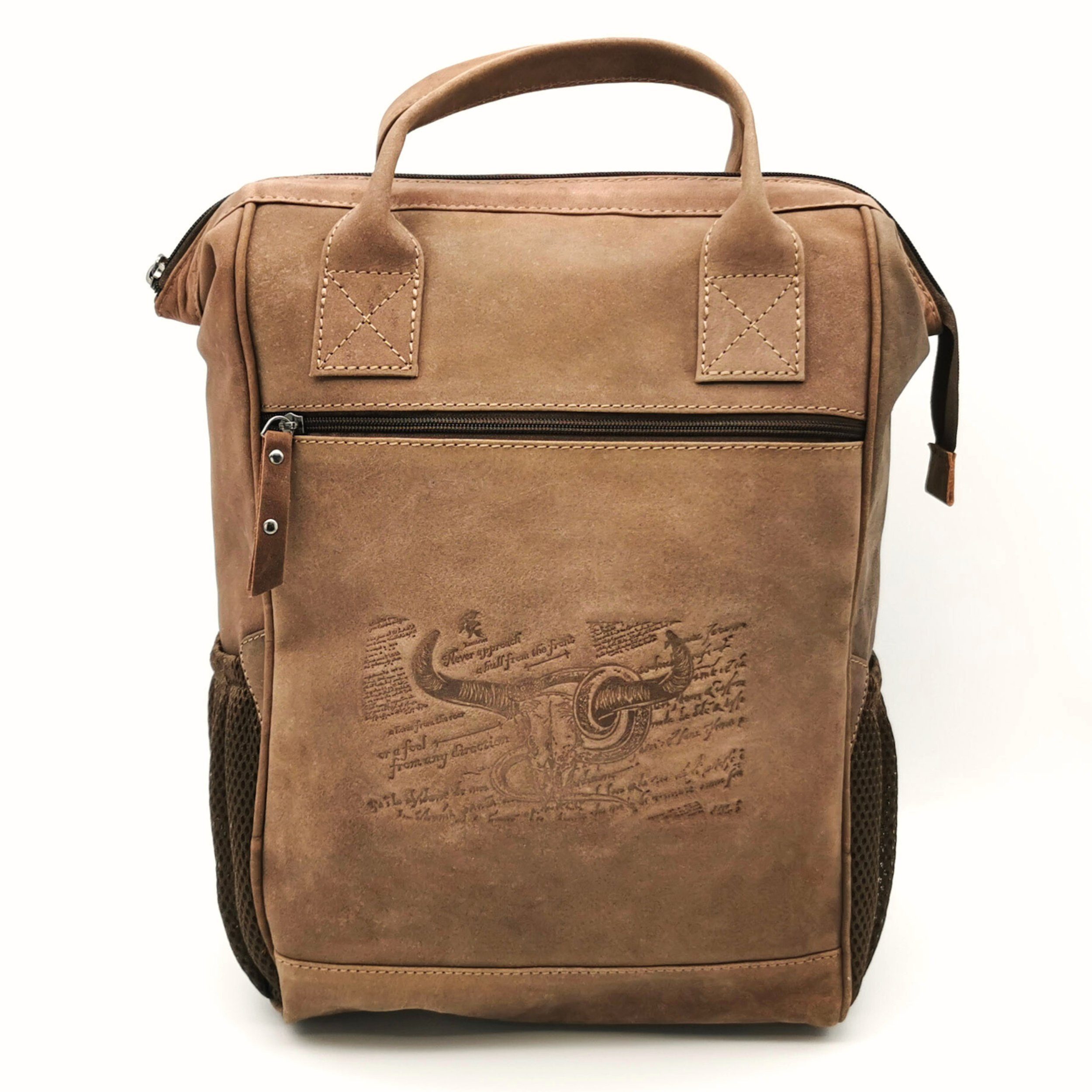 Landleder Notebook-Rucksack Bull & Snake Laptop Rucksack mit Tragegriffe gepolstert, Echtes Büffelleder