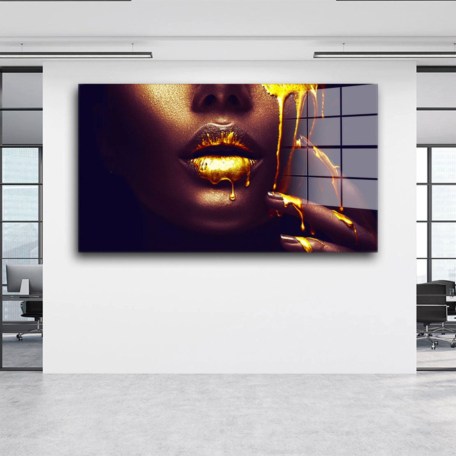 Artedinoi Acrylglasbild Frau Gesicht Gold Style Acrylglas Wandbild Bild Wan günstig online kaufen