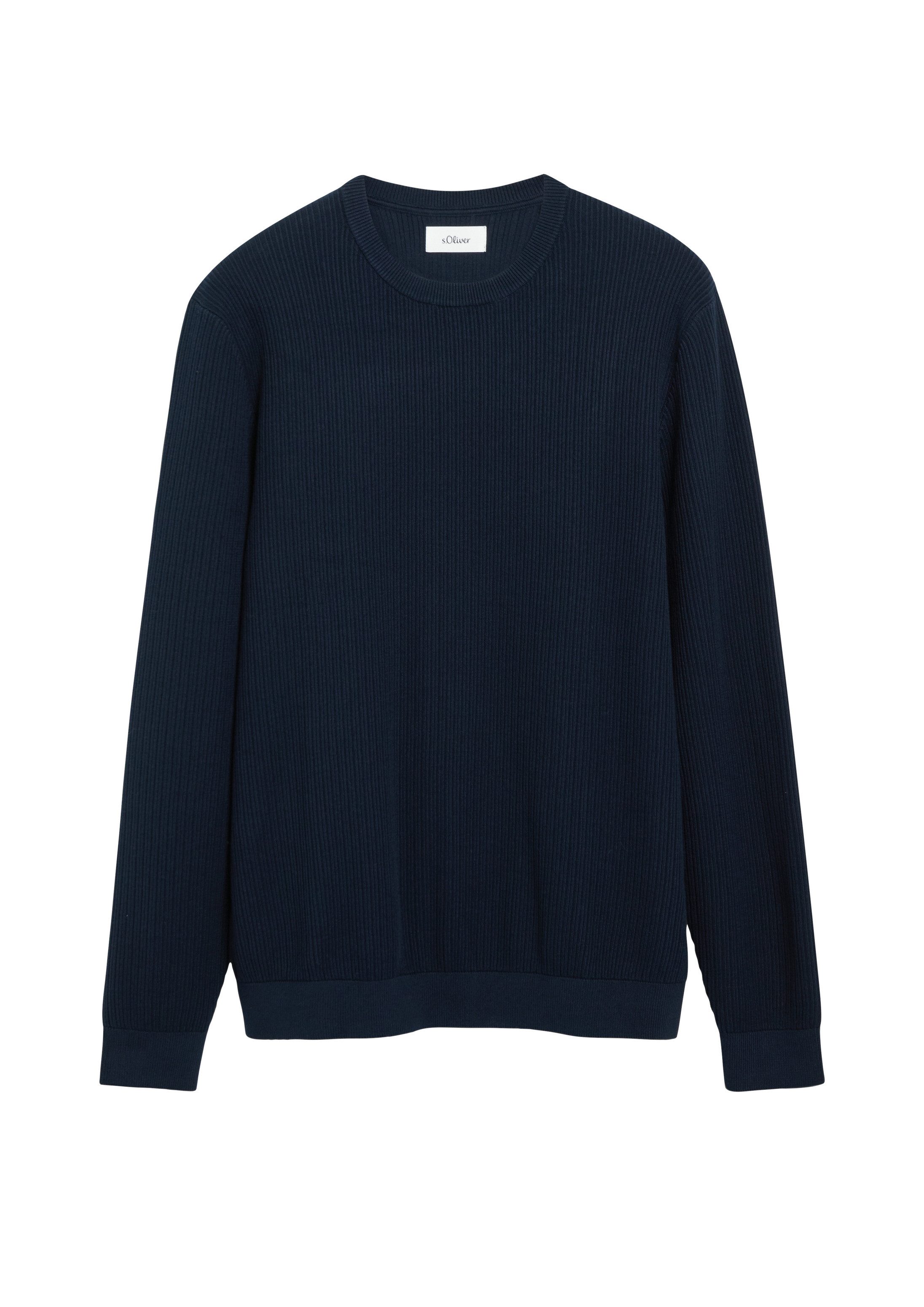 s.Oliver Longpullover Strickpullover Baumwollpullover mit Rippstruktur