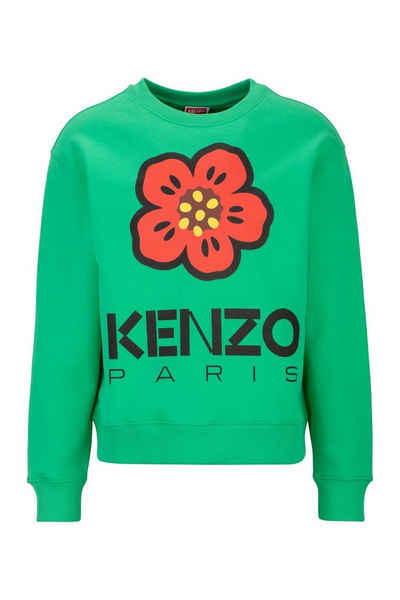 KENZO Sweatshirt Flower Print mit ikonischem roten Blumenmotiv und Logo-Print