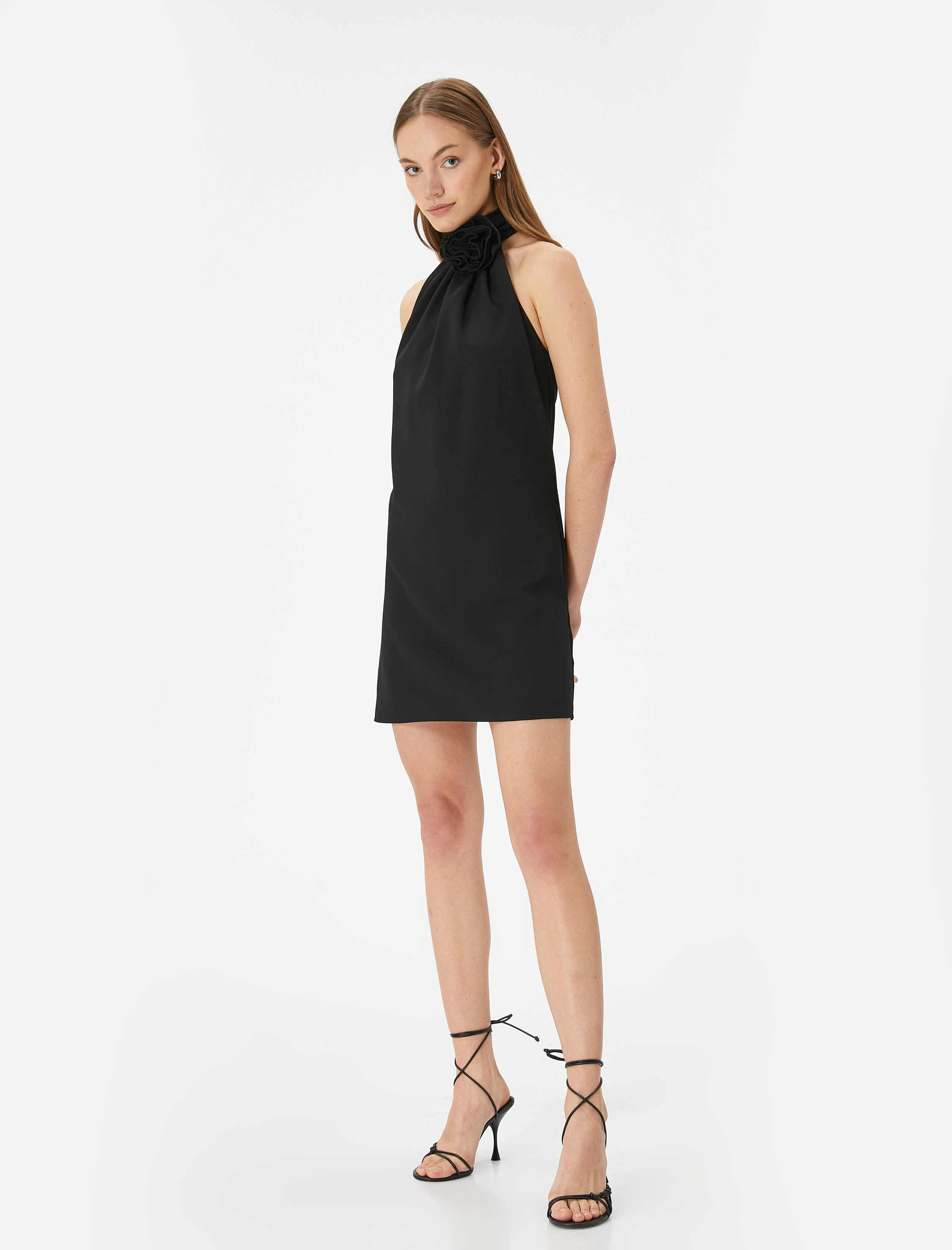 Koton Partykleid Koton Rüschen-Applikation Halter-Minikleid