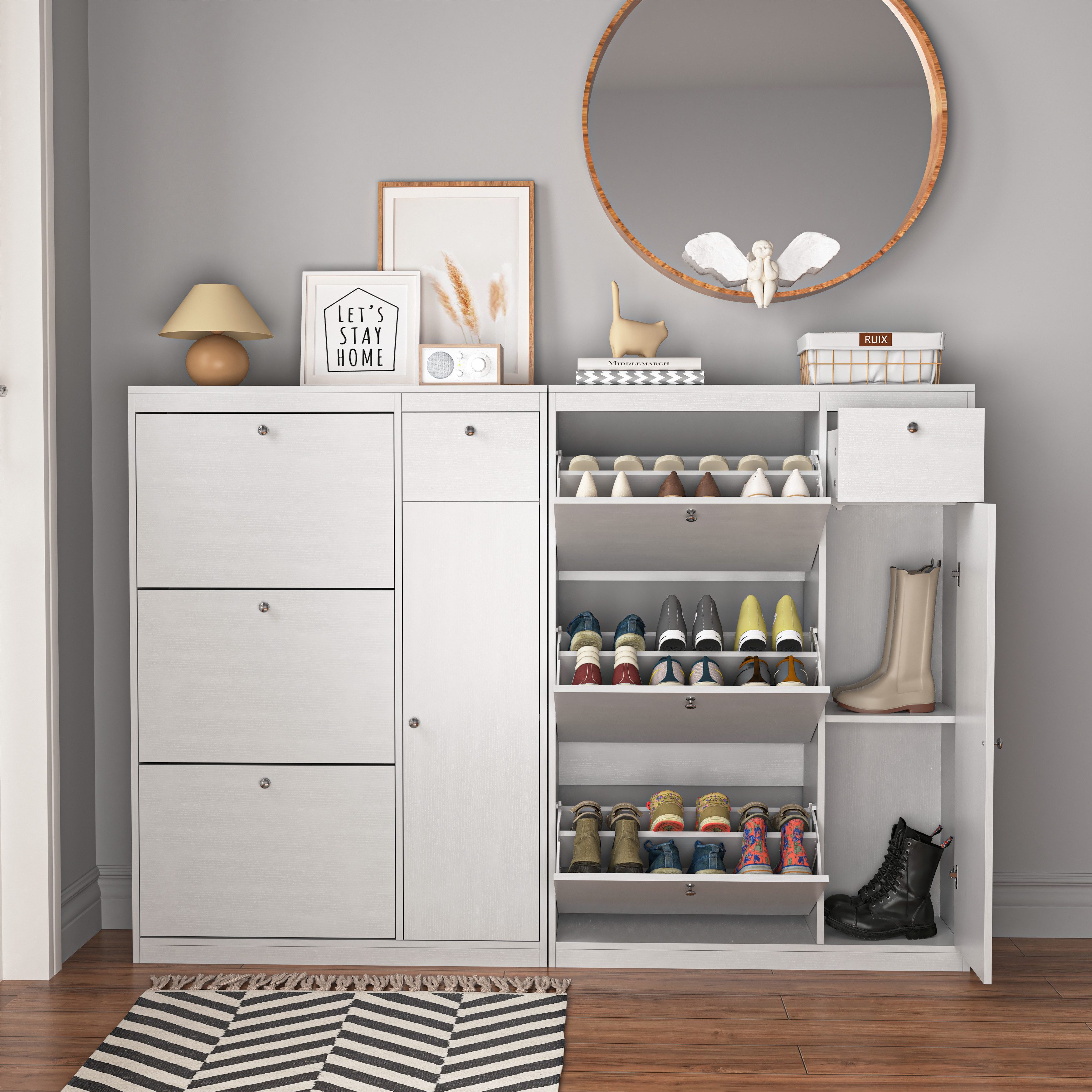 STILVORA Schuhschrank mit Klappschubladen,Flurschuhschrank Schuhregal mit günstig online kaufen