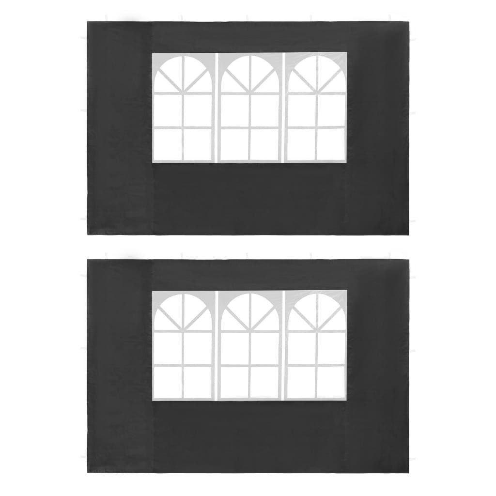 DOTMALL Gartenhaus-Seitenwand Partyzelt-Seitenwände 2 Stück mit Fenster PE Anthrazit