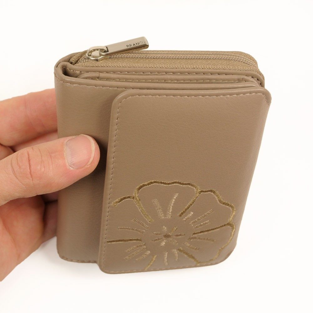BRANCO Geldbörse Schicke Damen-Geldbörse Portemonnaie Leder Beige-Taupe, Branco 29742