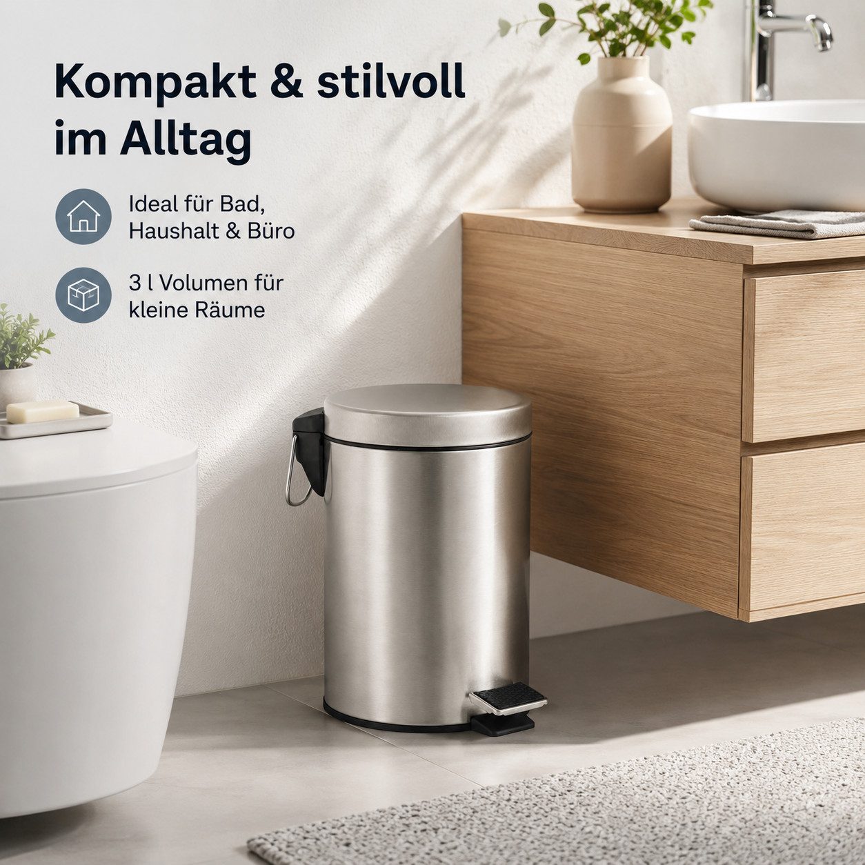 Testrut Kosmetikeimer Kosmetikeimer Edelstahl 3L gebürstet