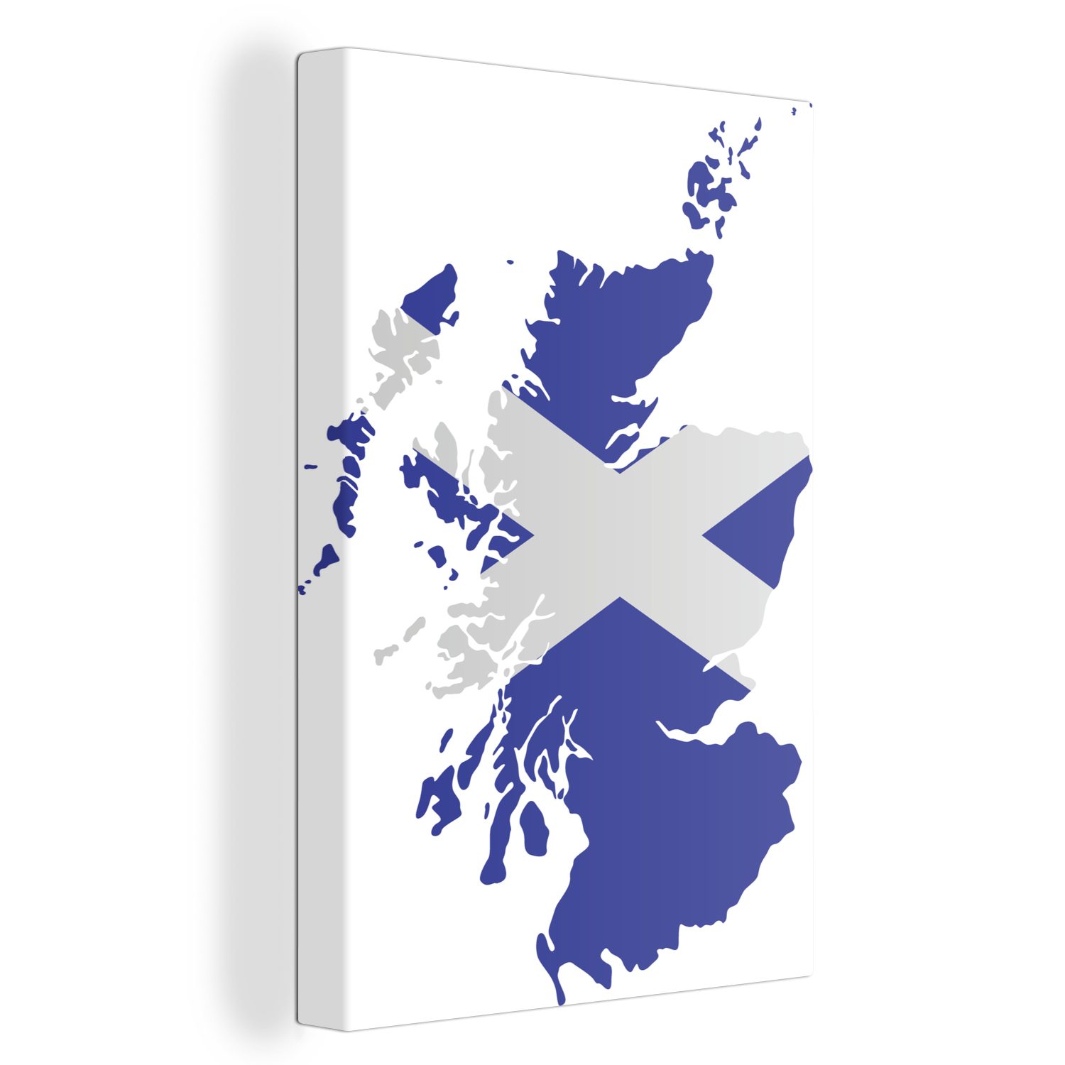OneMillionCanvasses® Leinwandbild Karte von Schottland mit der Flagge, (1 St), Leinwandbild fertig bespannt inkl. Zackenaufhänger, Gemälde, 20x30 cm