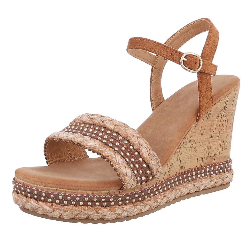 Elegante Wedge-Sandalen mit Kunstleder und Kork-Sohle Plateausandaletten