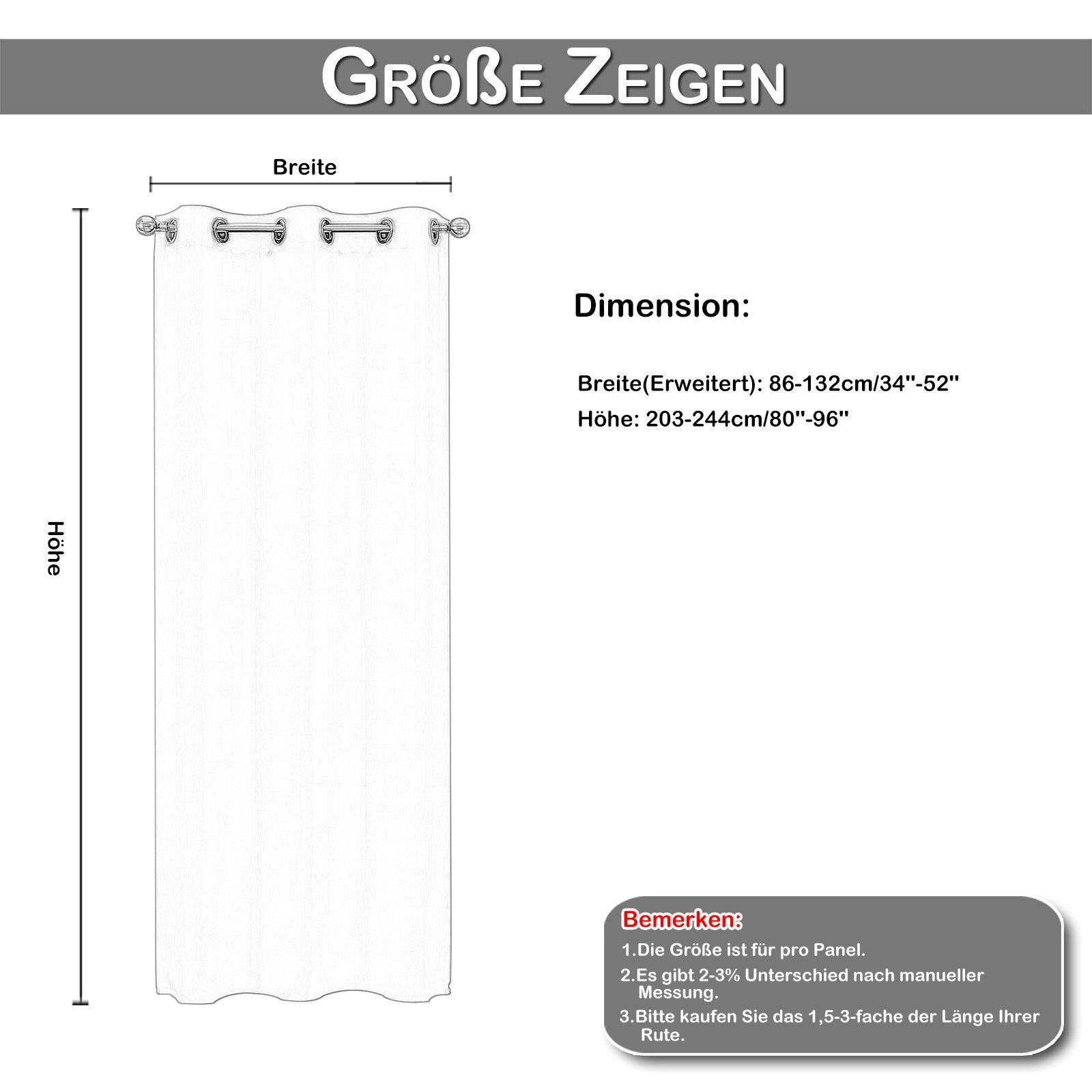 Türvorhang Verdunkelung, thermisch isoliert, Öse, St), (1 203×132; Grau H×B: Rosnek, 244×132