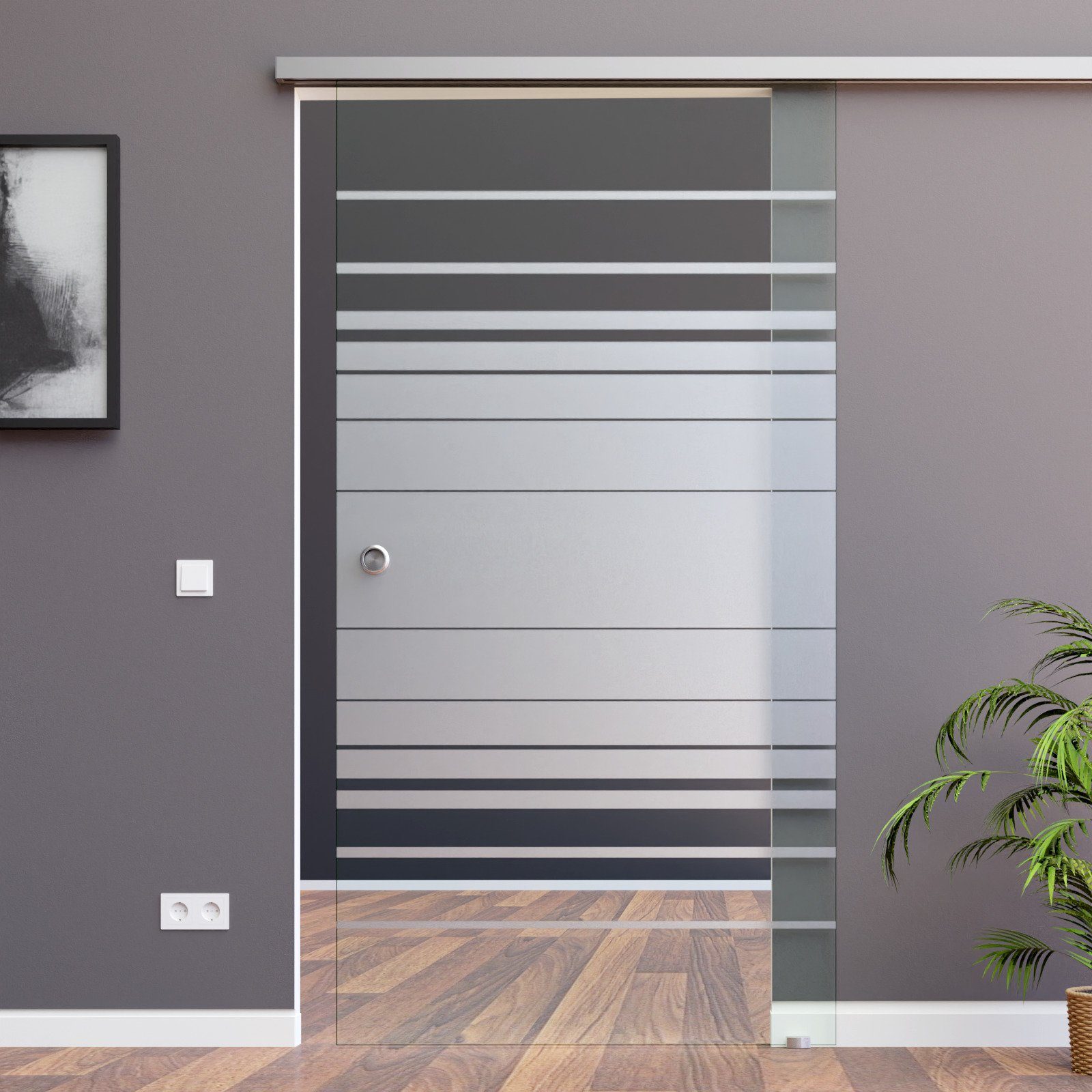 AMOD Glasschiebetür M4 (SlimLine, Komplett Set), mit Griffmuschel und SoftS günstig online kaufen