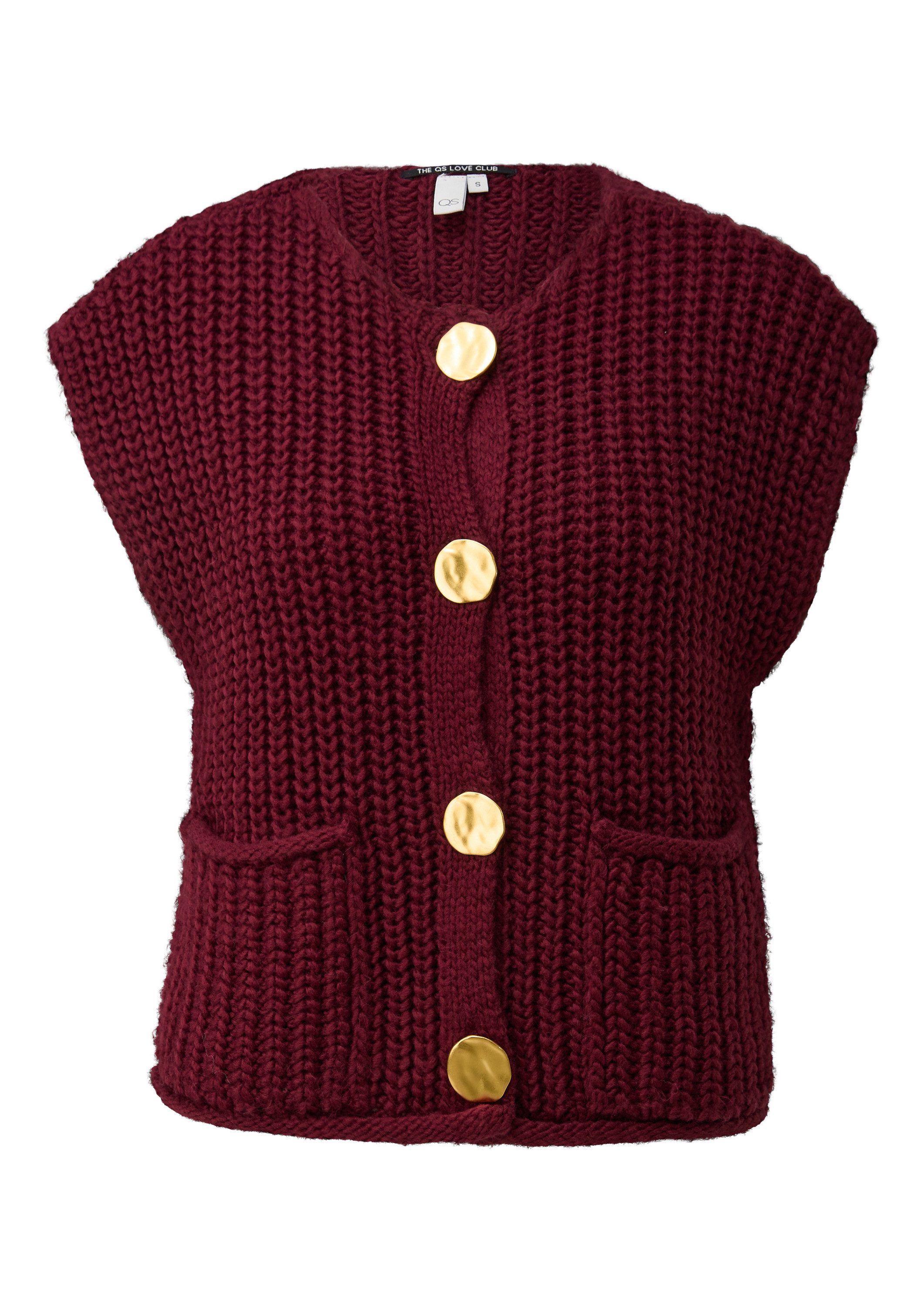 QS Funktionsweste Strickjacke Strickweste mit goldfarbenen günstig online kaufen