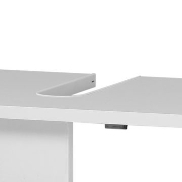 Lomadox Unterschrank DERIO-80 Badezimmerschrank mit Siphonausschnitt modern in mattem weiß