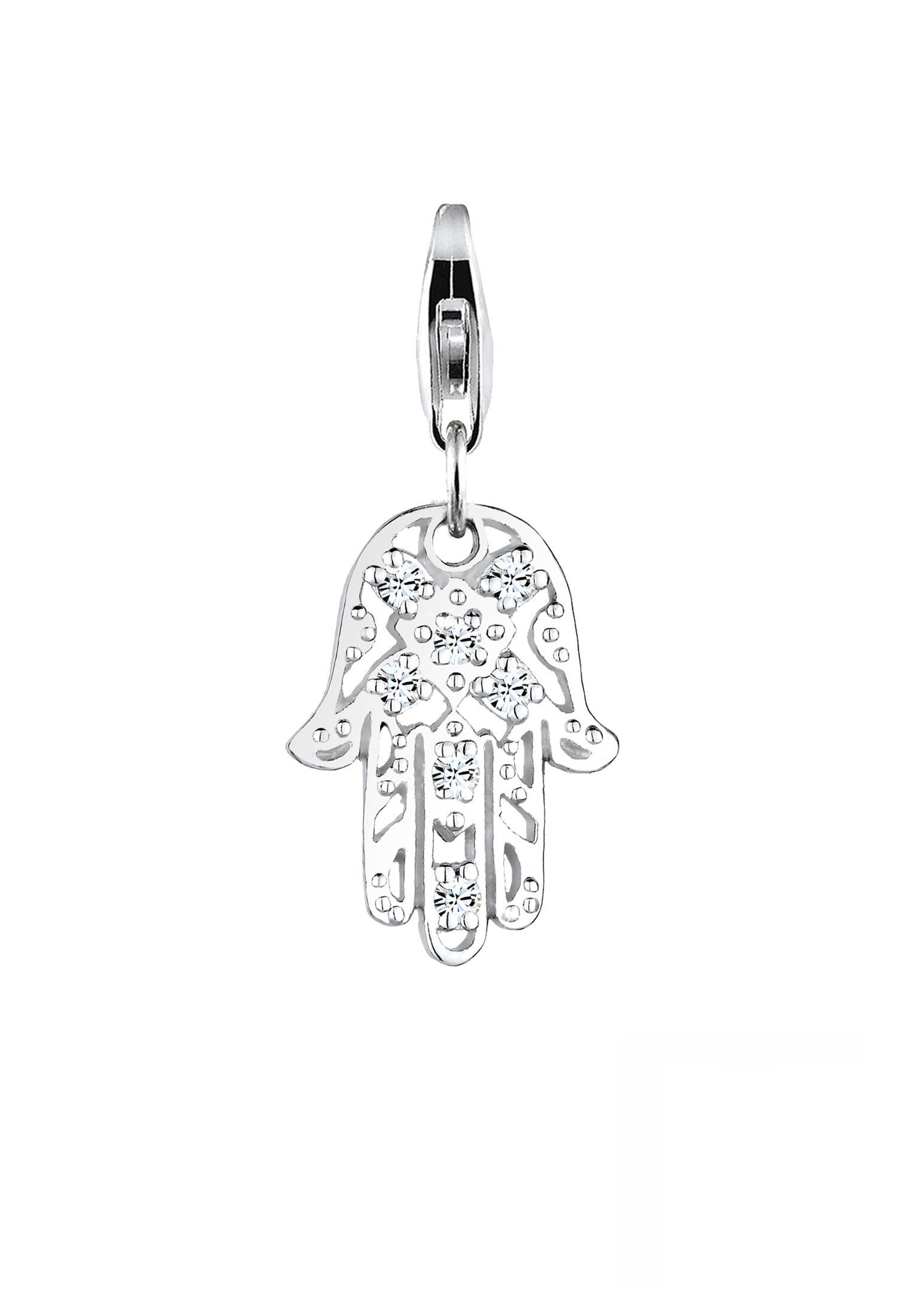 Nenalina Charm-Einhänger Hamsa Hand Ornament 925 Silber, mit Kristallen von Swarovski®