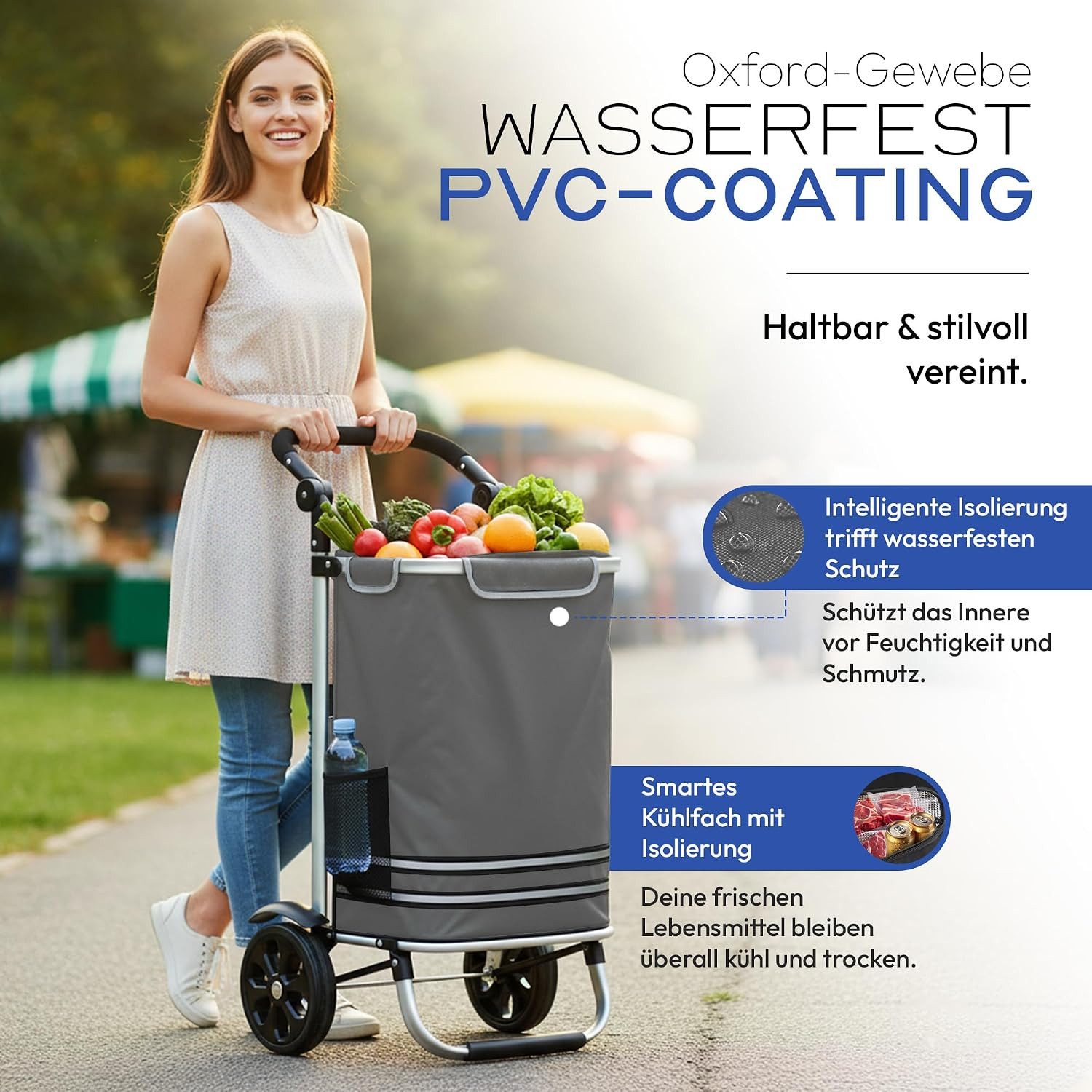 Dimono Einkaufstrolley Dimono 3-in-1 Einkaufstrolley mit Kühltasche – faltbar & praktisch, 56 l, Klappbarer Transportwagen – Bild 5 von 5