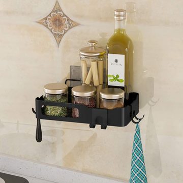 HYTIREBY Duschkorb Duschablage ohne Bohren, für Bad Küche Toilette, Edelstahl Duschablage mit 5 Haken