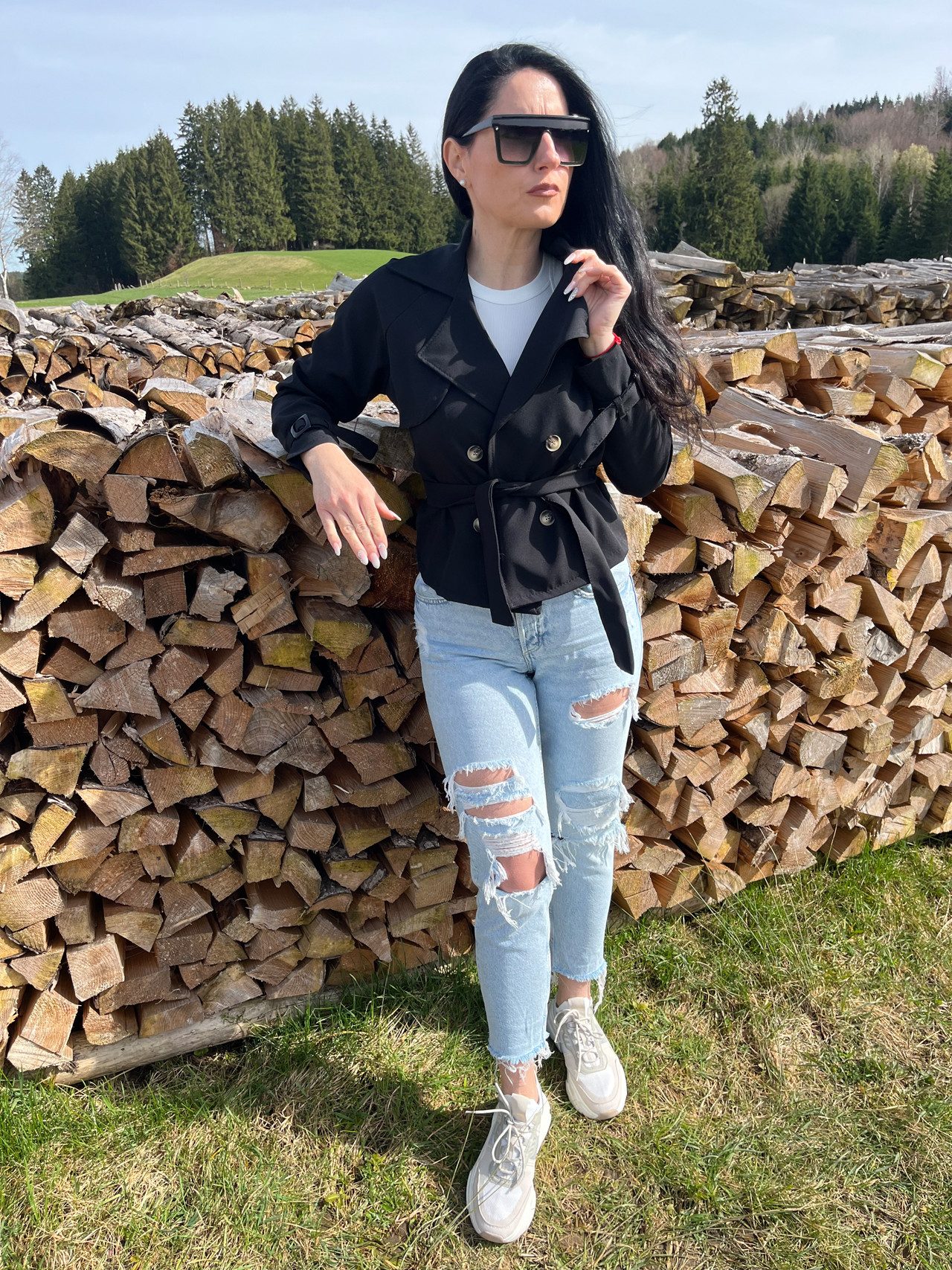 Lelü Fashion Trenchcoat Crop Trenchcoat Doppelreihige günstig online kaufen