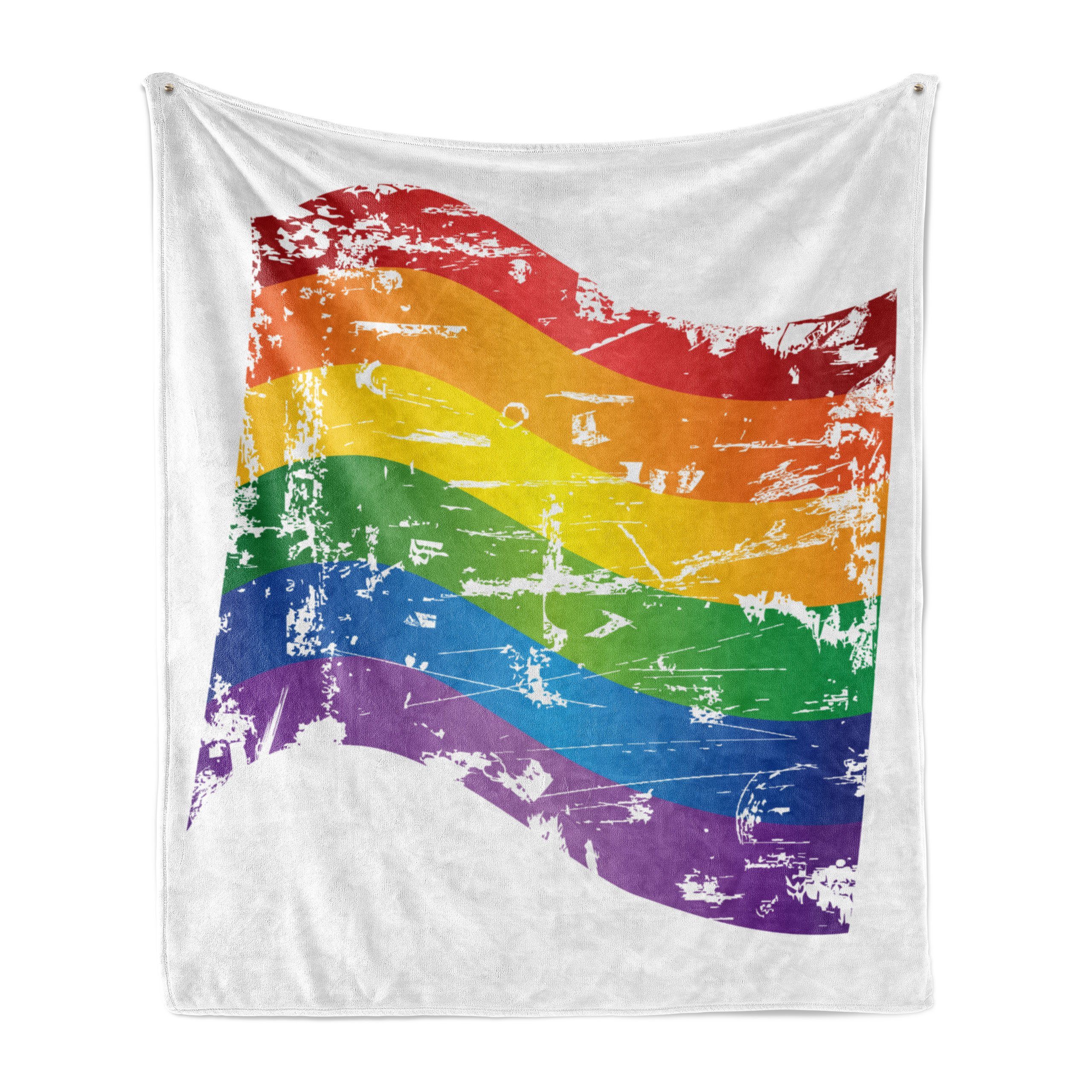 Wohndecke Gemütlicher Plüsch für den Innen- und Außenbereich, Abakuhaus, Jahrgang Rainbow Homosexuell Pride Flag