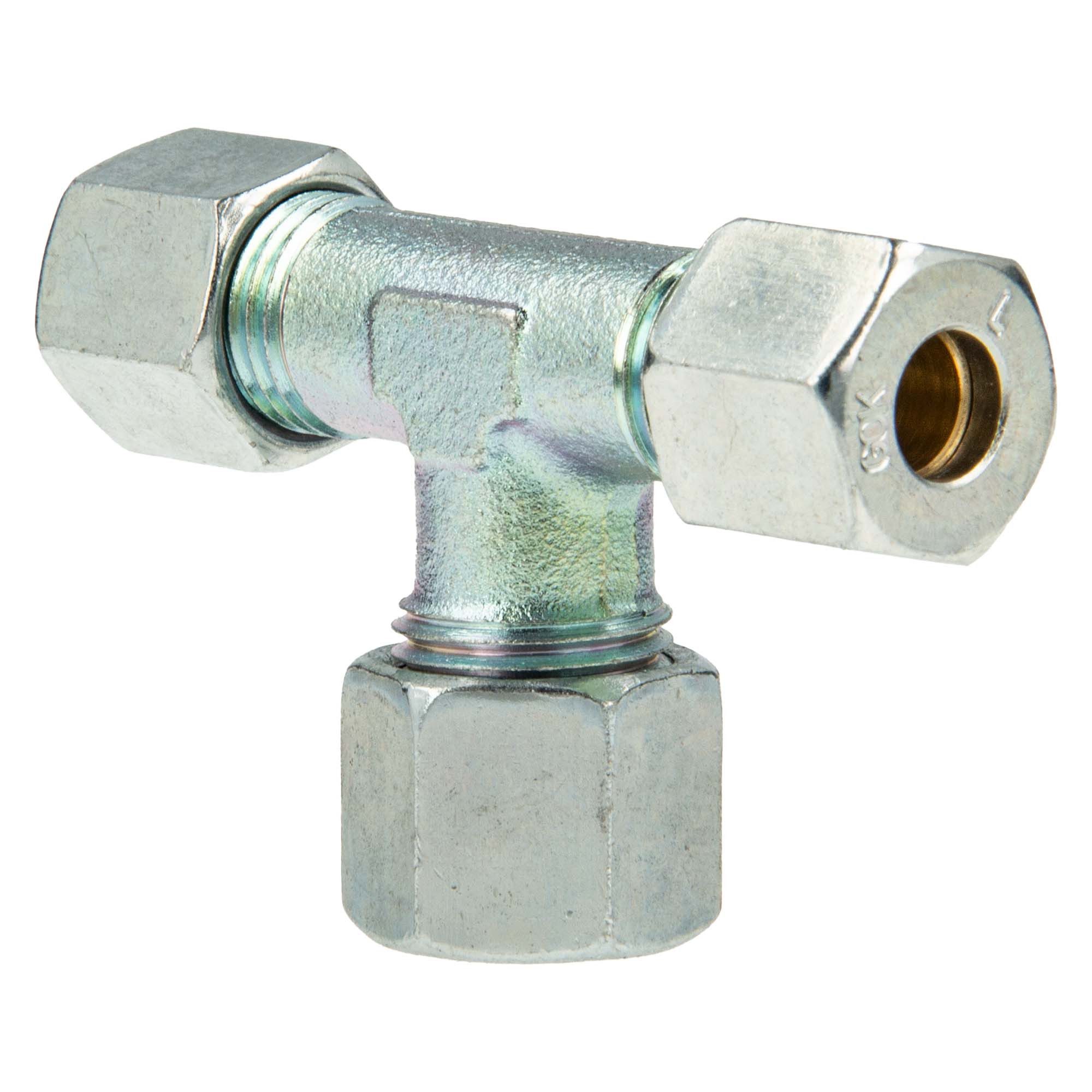 GOK Wasserrohr Schneidringverschraubung Typ TR - T-Stück - reduziert, 10 x 8 x 10 mm Schneidring Messing