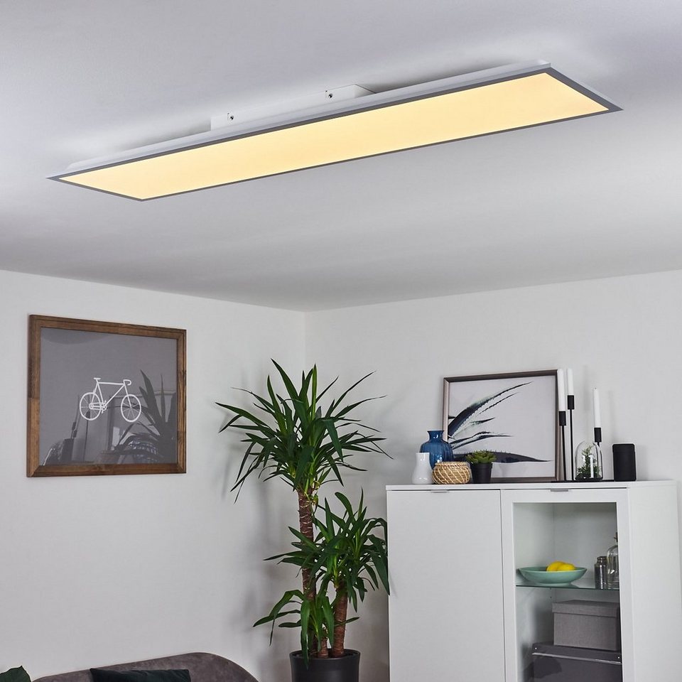 hofstein Deckenleuchte »Lioni« modernens Panel aus Metall/Kunststoff in  Weiß, 3000 Kelvin, flache Deckenleuchte, Länge 120cm, LED 22 Watt, 1650  Lumen