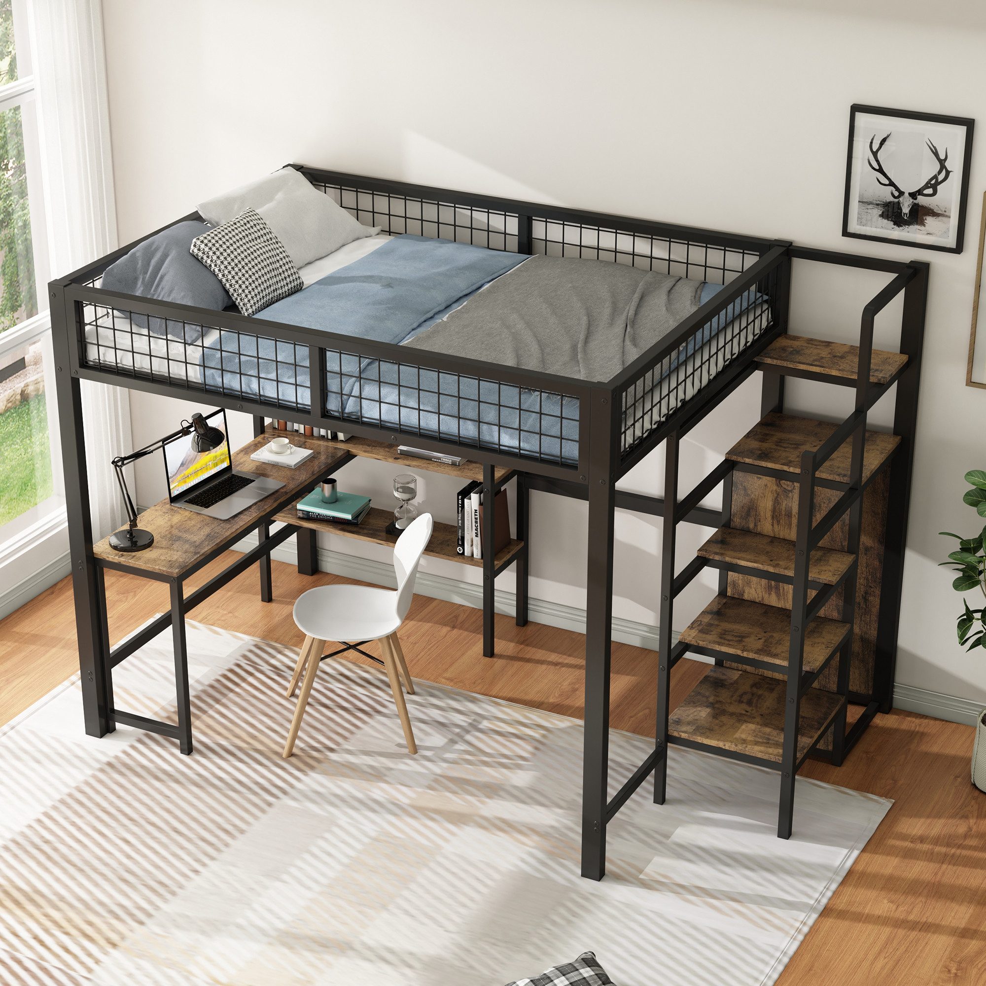 STILVORA Hochbett 140×200 mit Schreibtisch,Jugendbett mit günstig online kaufen