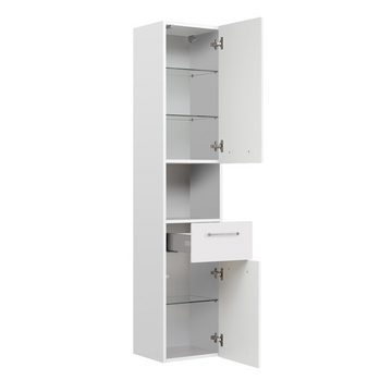 Lomadox Hochschrank QUEBEC-66 Badezimmer mit offenem Fach in weiß Hochglanz, B/H/T: 35/168/33 cm