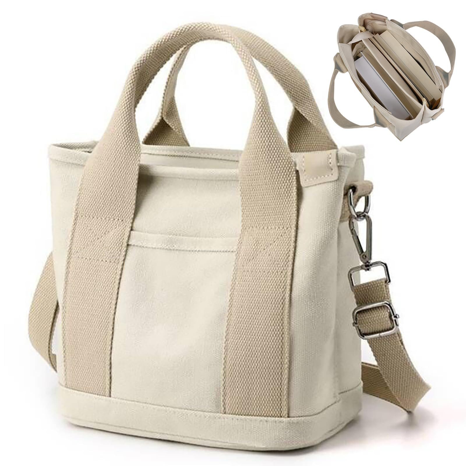 Bextsrack Handtasche Schultertasche Canvas, Umhängetasche Tote Bag mit Reißverschluss