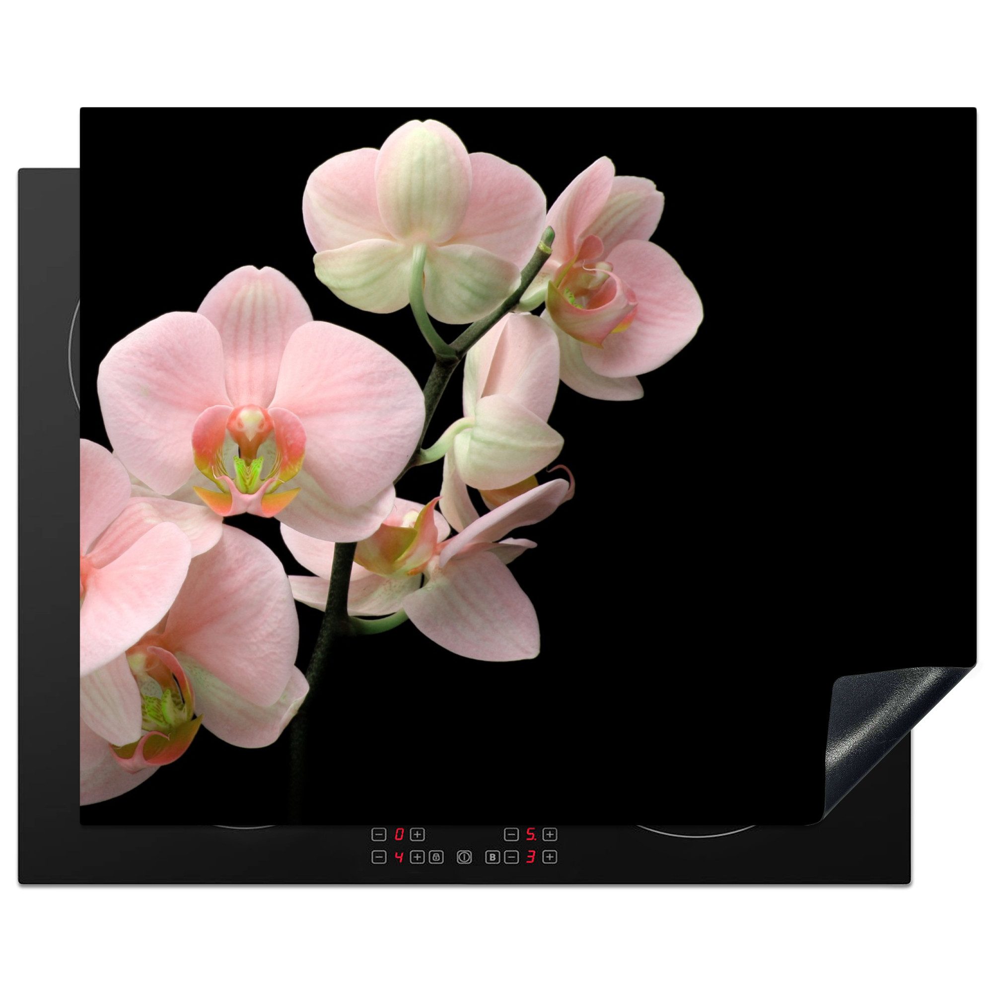 MuchoWow Herd-Abdeckplatte Orchidee - Blumen - Rosa - Stilleben - Flora, Vinyl, (1 tlg), Abdeckung Induktionskochfeld Schutzmatte, Küche Deko, 65x52 cm