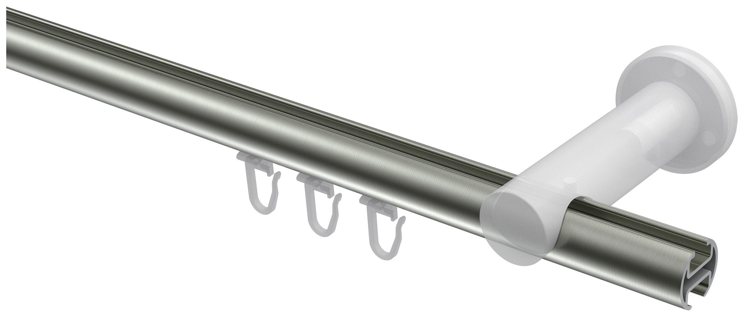 INTERDECO Innenlaufschiene Platon Estana, Ø 20 mm, 1-läufig, Fixmaß, kürzbar, Wandmontage, Aluminium, Edelstahl-Optik / Schwarz / Bicolor