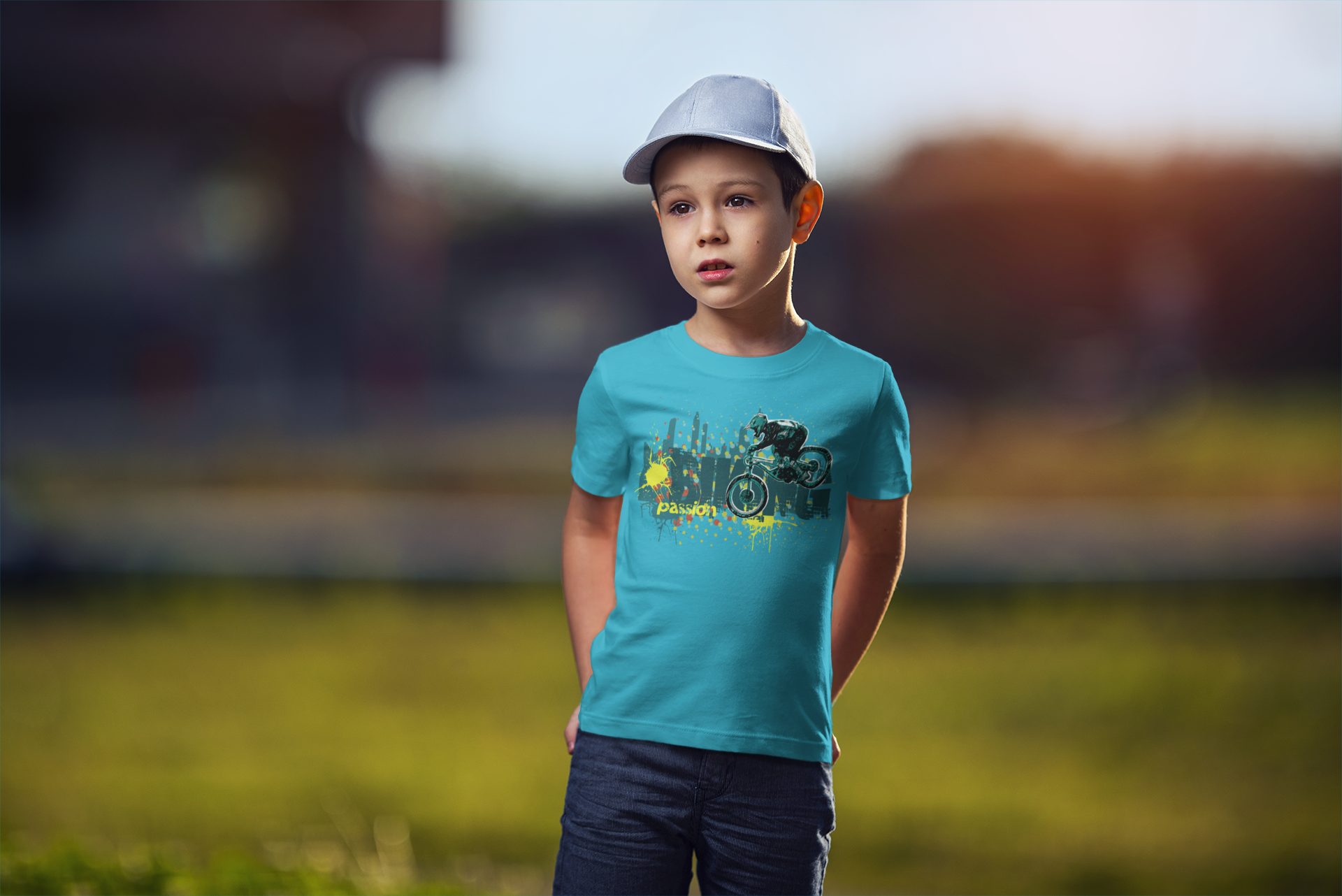 Baddery Print-Shirt Kinder Fahrrad T-Shirt: "Biking Passion" - Geschenk Jungen & Mädchen, hochwertiger Siebdruck, aus Baumwolle