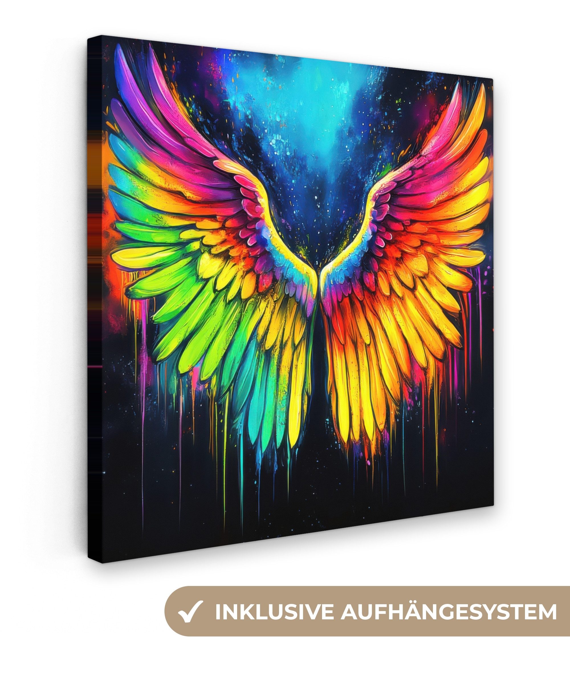 OneMillionCanvasses® Leinwandbild Regenbogenfarben - Flügel - günstig online kaufen