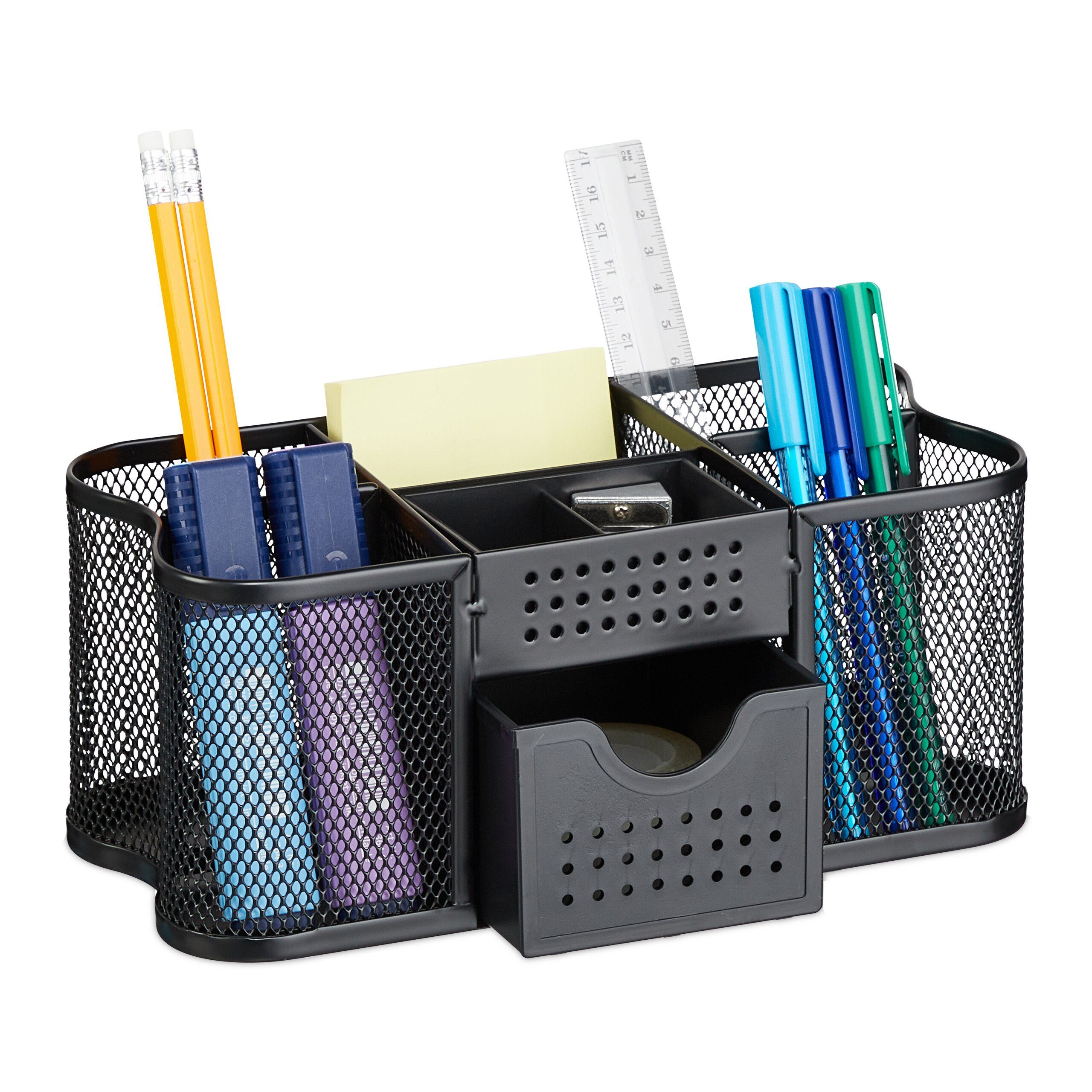relaxdays Organizer Schreibtisch Organizer Mesh-Design (3 St), schwarz