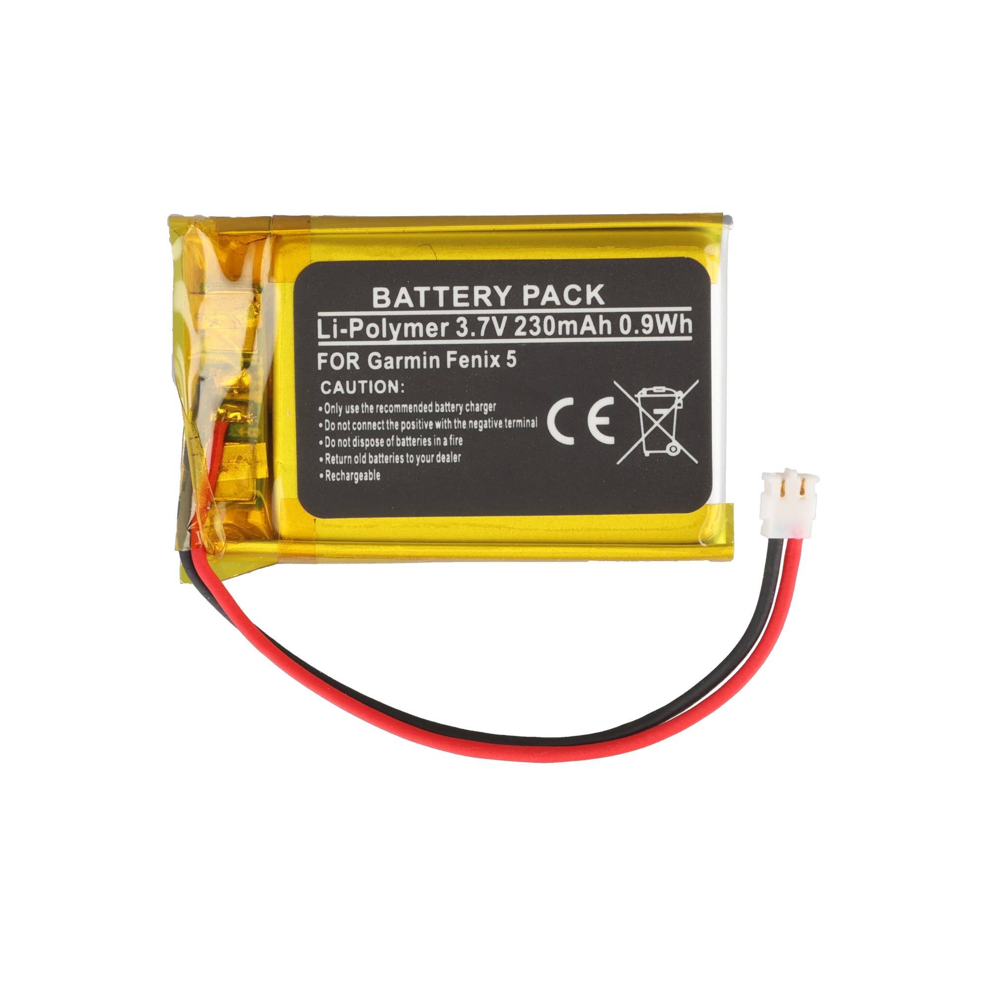 AccuCell Akku passend für Garmin Fenix 5, Li-Polymer, 3,7V, 230mAh, 0,9Wh, Gar Akku 230 mAh (3,7 V)