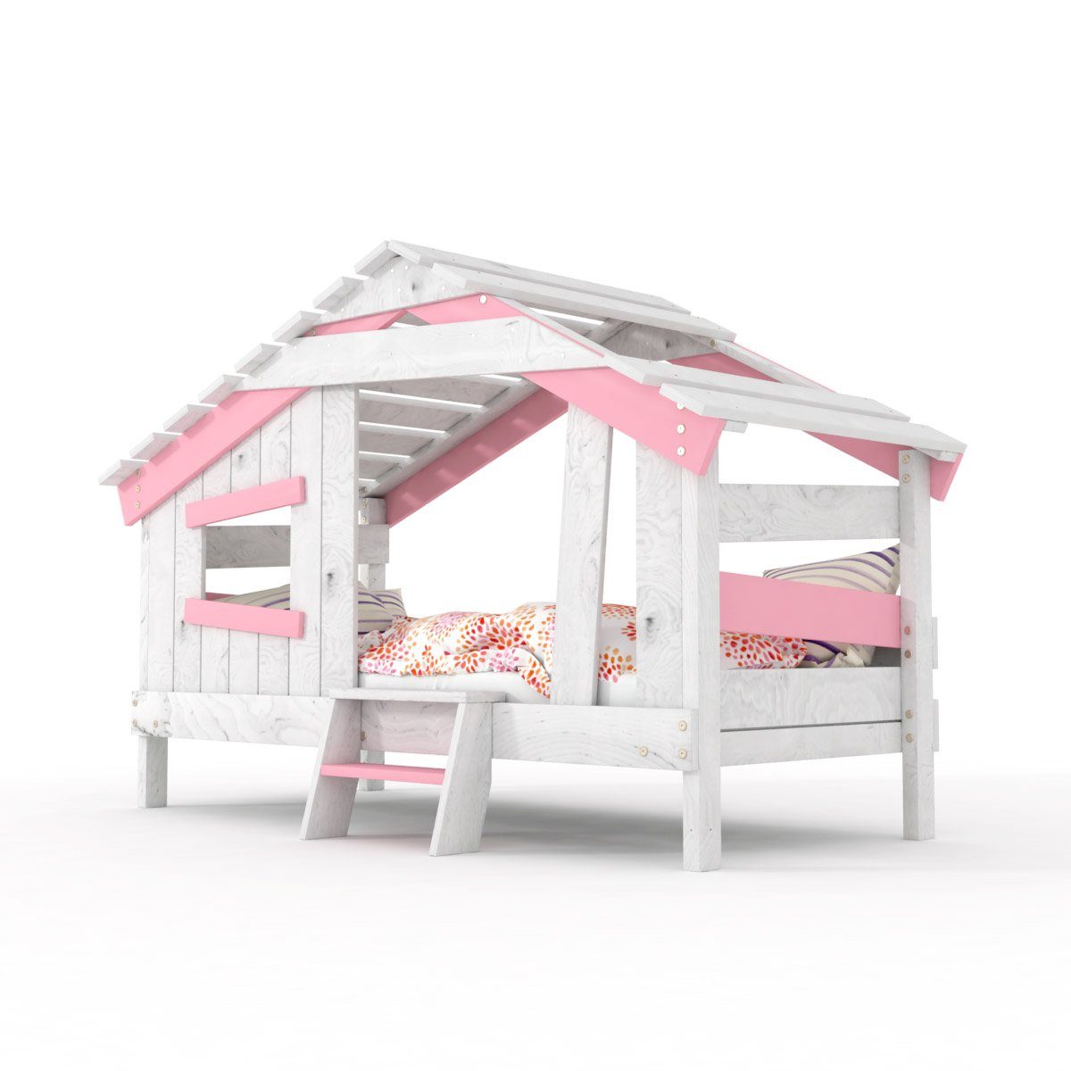 bibex Kinderbett APART CHALET Kinderbett, Jugendbett, Spielbett, zart-rosa