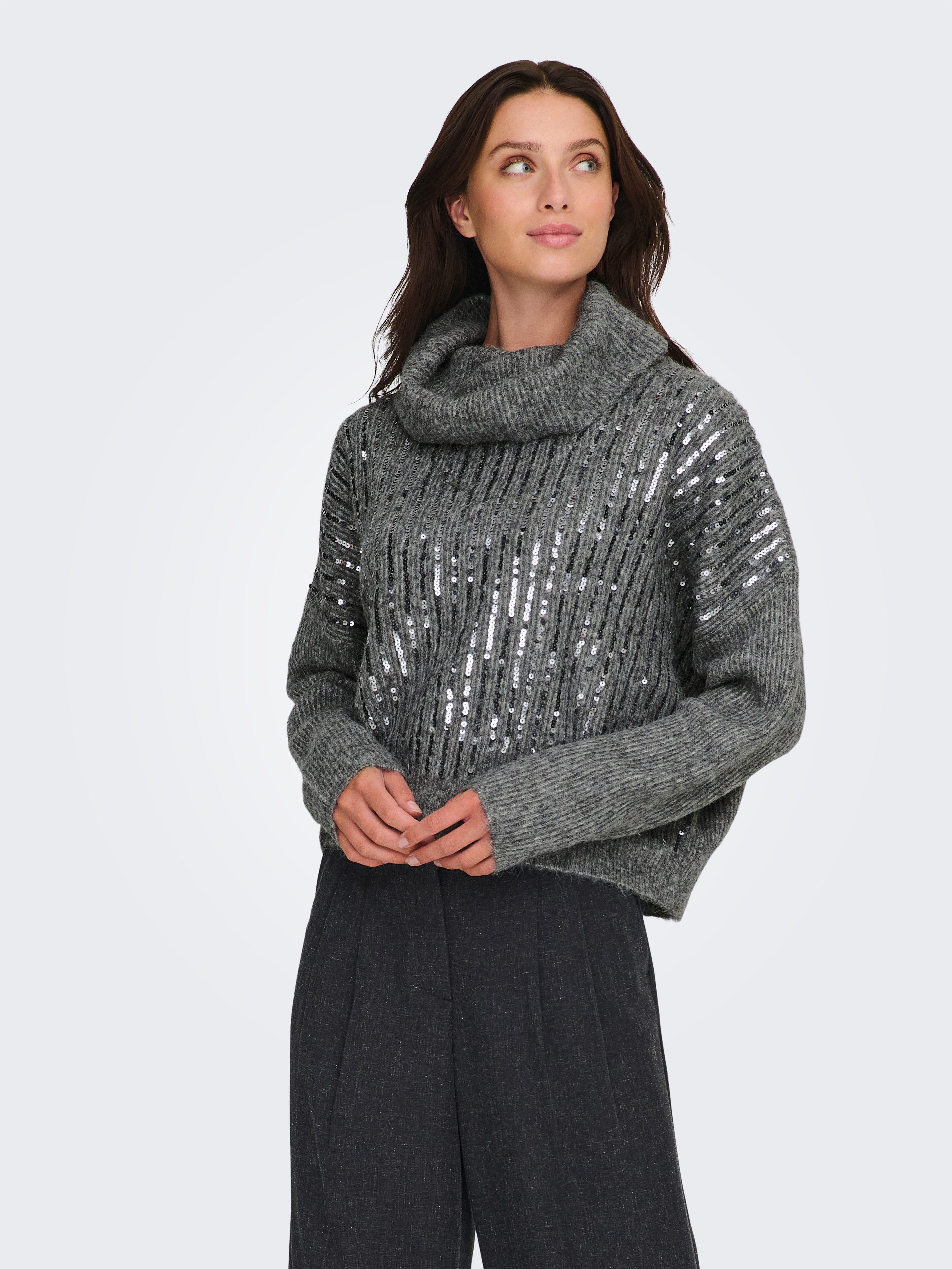 Rollkragenpullover ONLMIU LS COWL NECK SEQUIN EX KNT