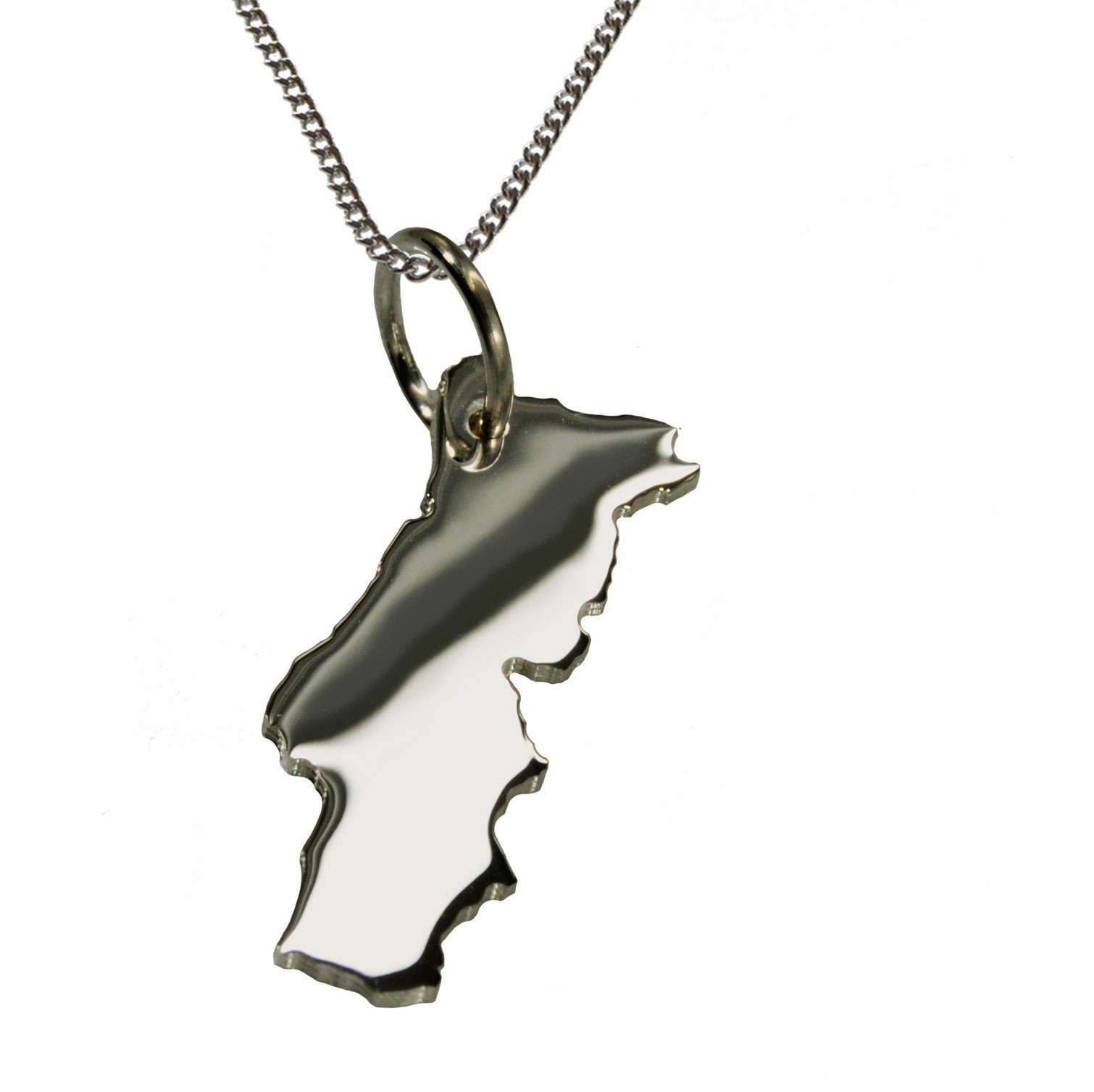 Kette mit Anhänger 50cm Halskette + Portugal Anhänger in massiv 925 Silber