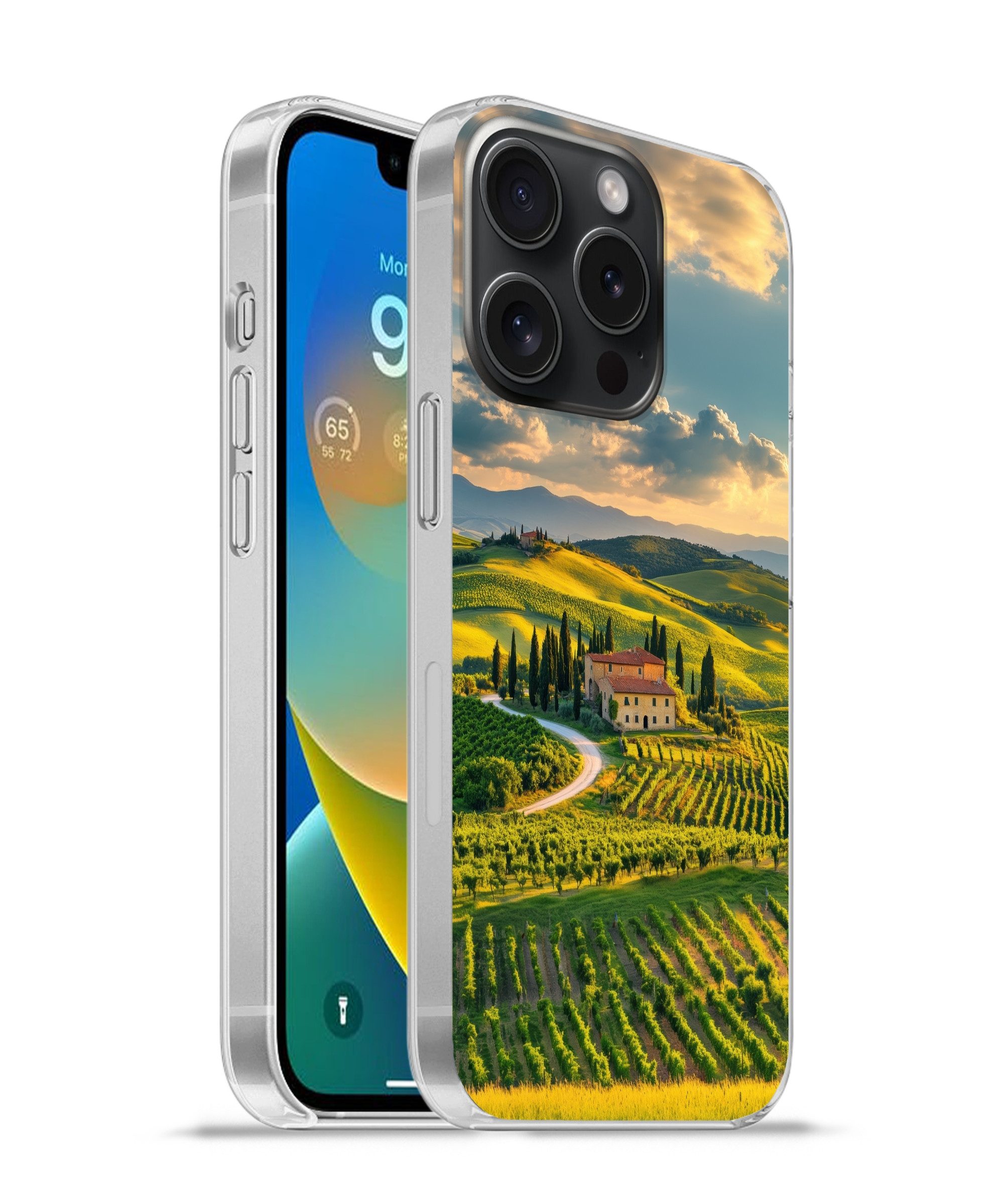 MuchoWow Handyhülle für Apple iPhone 15 Pro Toskana - Landschaft - Weinberge, Smartphone-Bumper, Print, Handy Schutzhülle Dünn