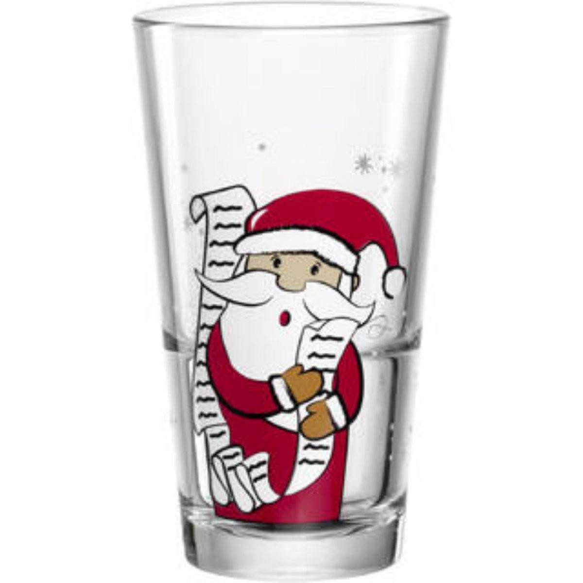 LEONARDO Longdrinkglas Leonardo Trinkglas Becher Weihnachtsmann mit Wunschzettel (330ml)