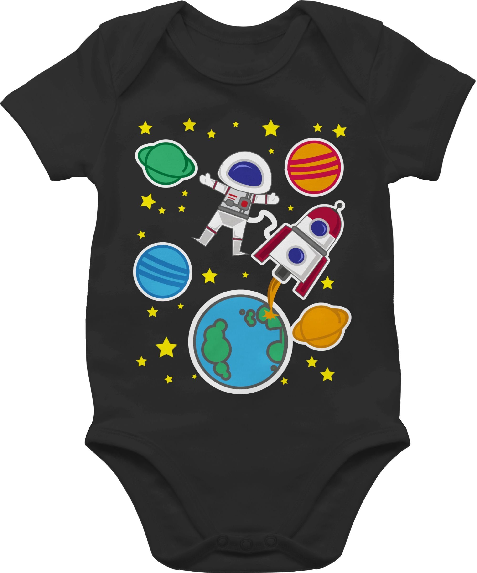 Shirtracer Shirtbody Weltall mit Astronaut Aktuelle Trends Baby 2 Schwarz