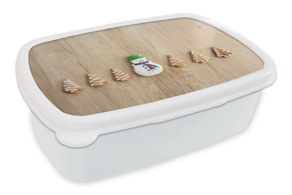 MuchoWow Lunchbox Weihnachtsplätzchen, Kunststoff, (2-tlg), Brotbox für Kinder und Erwachsene, Brotdose, für Jungs und Mädchen weiß