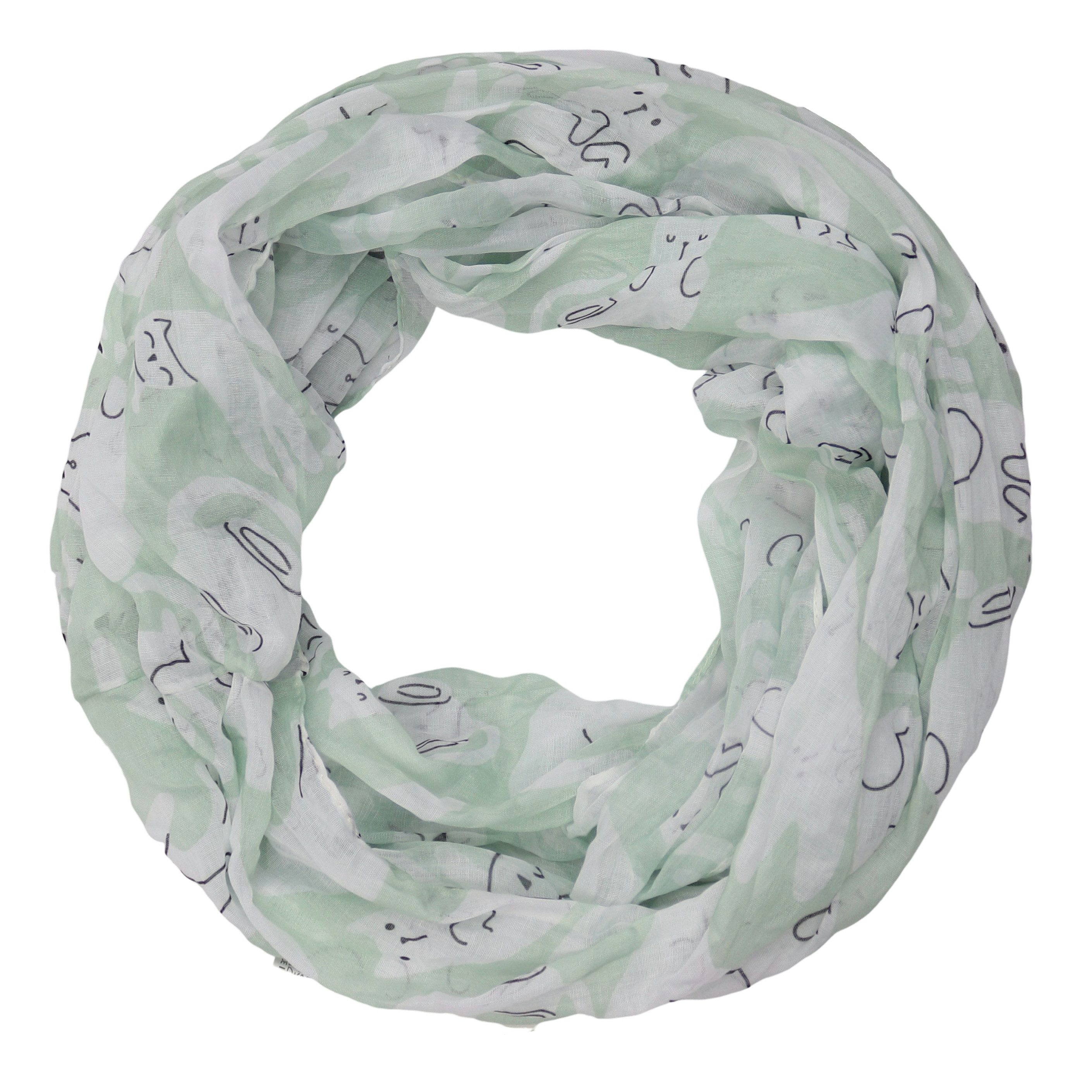 Loop Damen Schal mit Katze-Muster Weich Schlauchschal