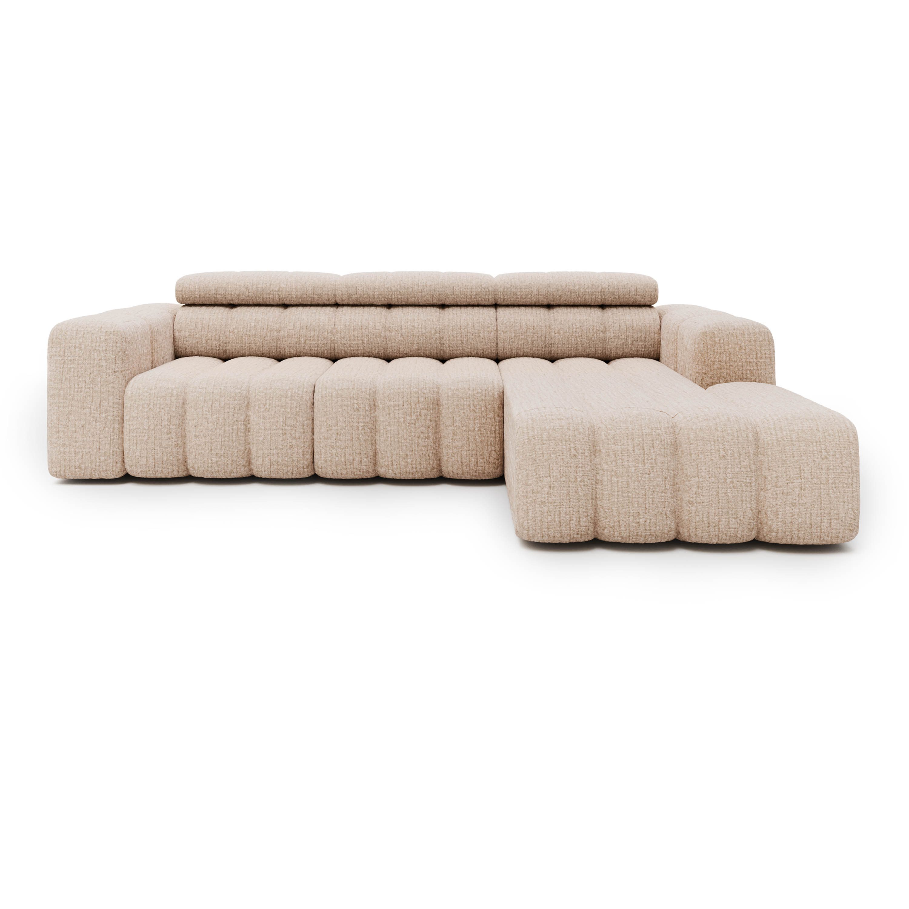 LIVORA Ecksofa SOFAS, Ecksofa Ottomane rechts Chenille 289x118x78 beige KONSTANTIN
