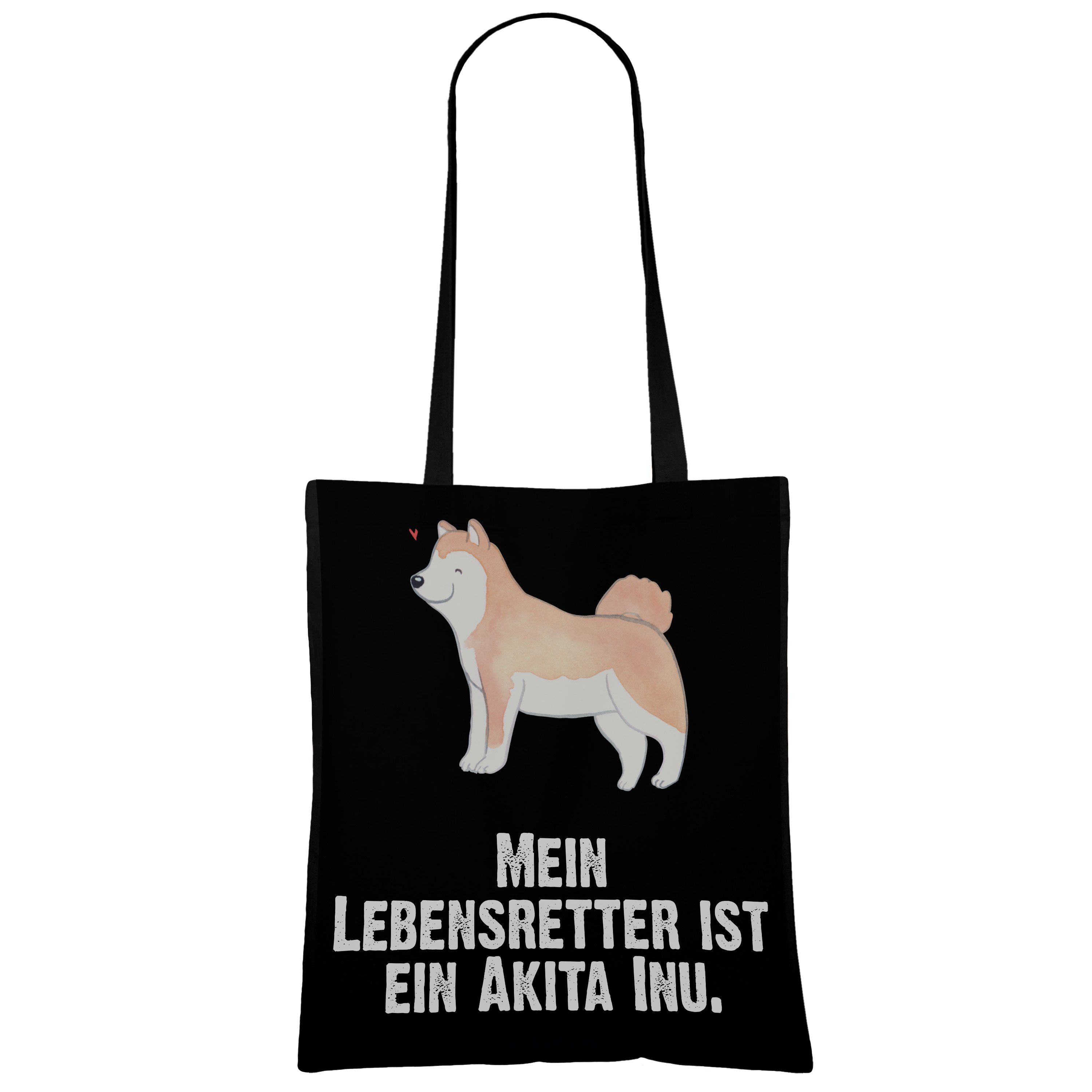 Mr. Akita Lebensretter Beutel, Inu Schwarz Tragetasche Panda & Mrs. Beuteltasche, - (1-tlg) - Geschenk, Ti