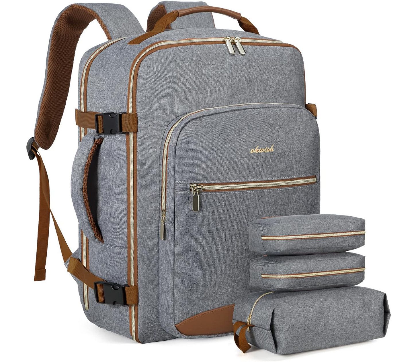Reiserucksack 4-teiliges Schultasche Handgepäck Wasserdicht, 40L, 17 Zoll Laptop