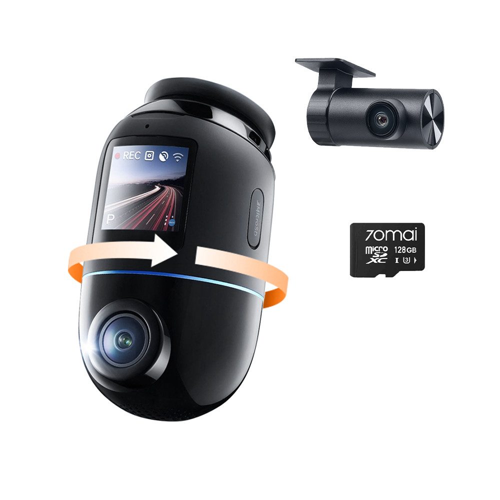 70mai 4K Omni X800 Dashcam Auto (128 GB), 360° Grad Dashcam (4K Ultra HD, WLAN (Wi-Fi), Sony Starvis 2 IMX678, Integriertes GPS & ADAS, Super Nachtsicht, f/1.7, App &  -Sprachsteuerung)
