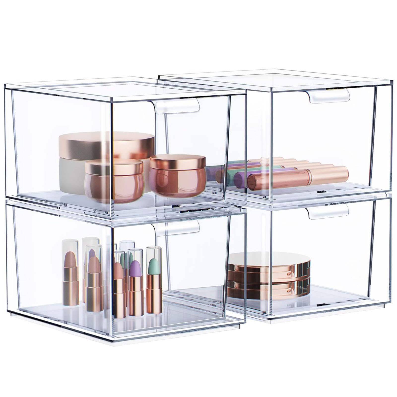 SURFOU Badorganizer Stapelbarer Make-up-Organizer 2/4/6er-Set Acryl-Organiz günstig online kaufen