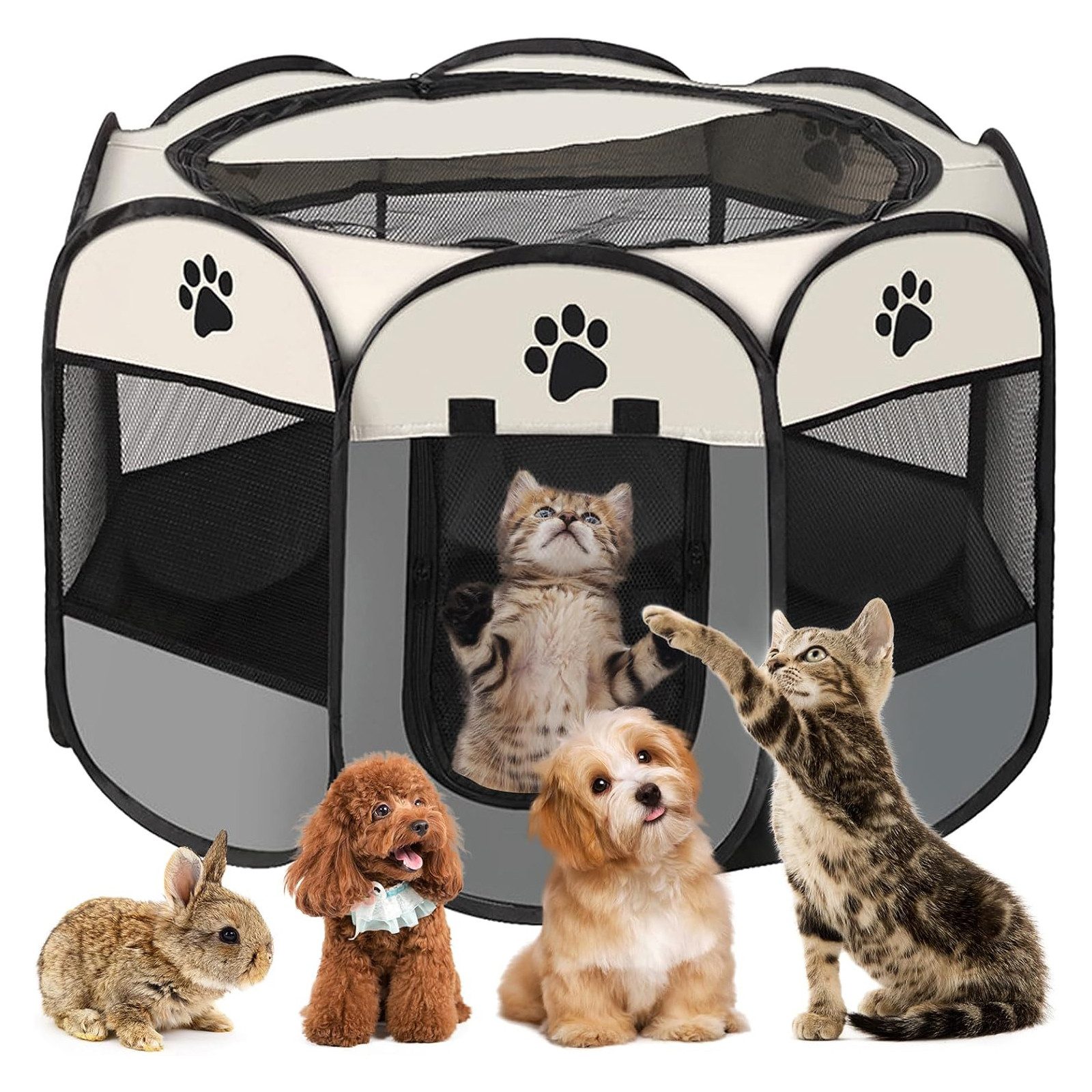 OKWISH Tierhaus Faltbarer Hunde Katzenkäfig Outdoor Zelt Laufstall mit Netz günstig online kaufen